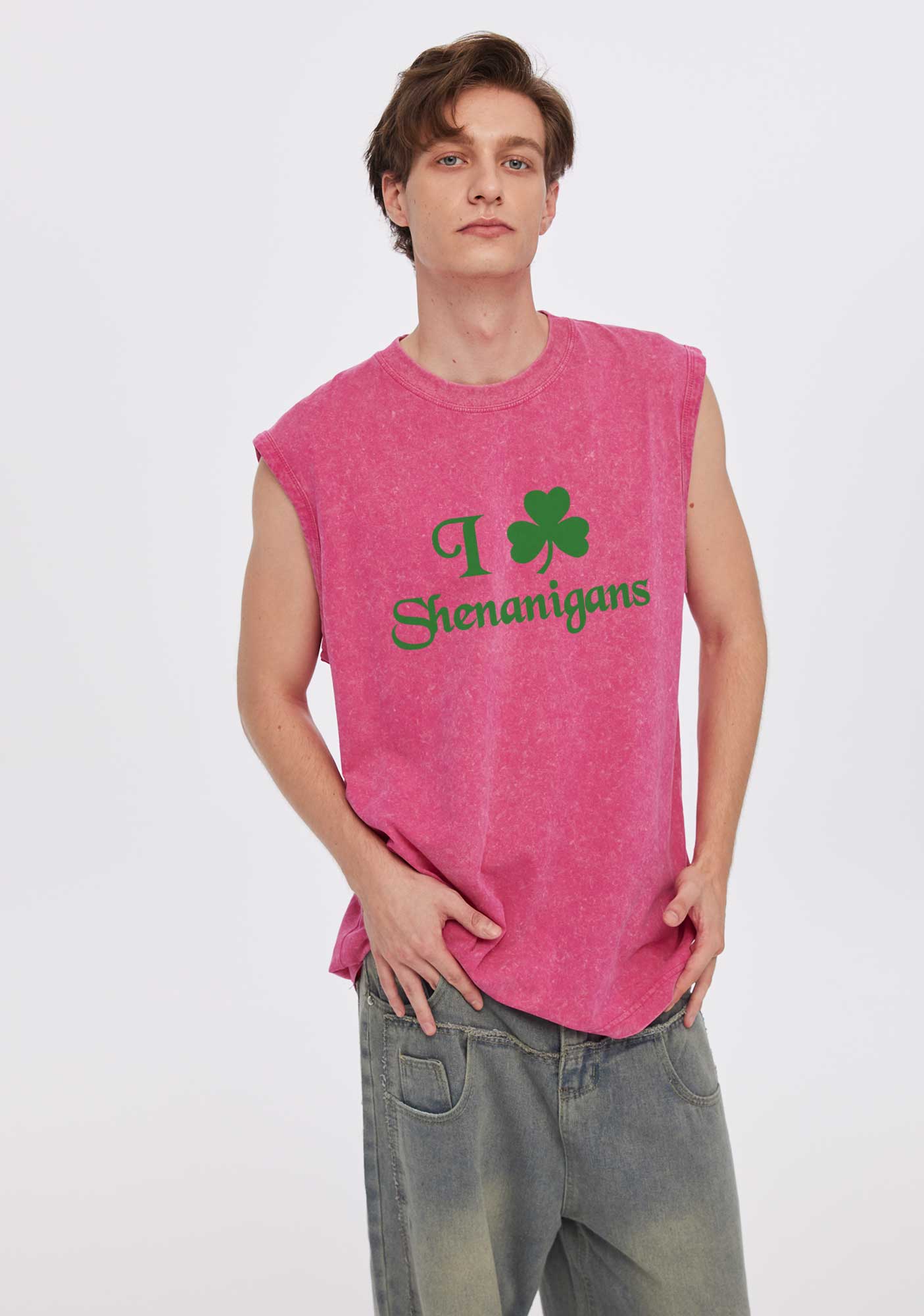 I Love Shenanigans St Patricks Y2K Washed Tank Cherrykitten - Image 2