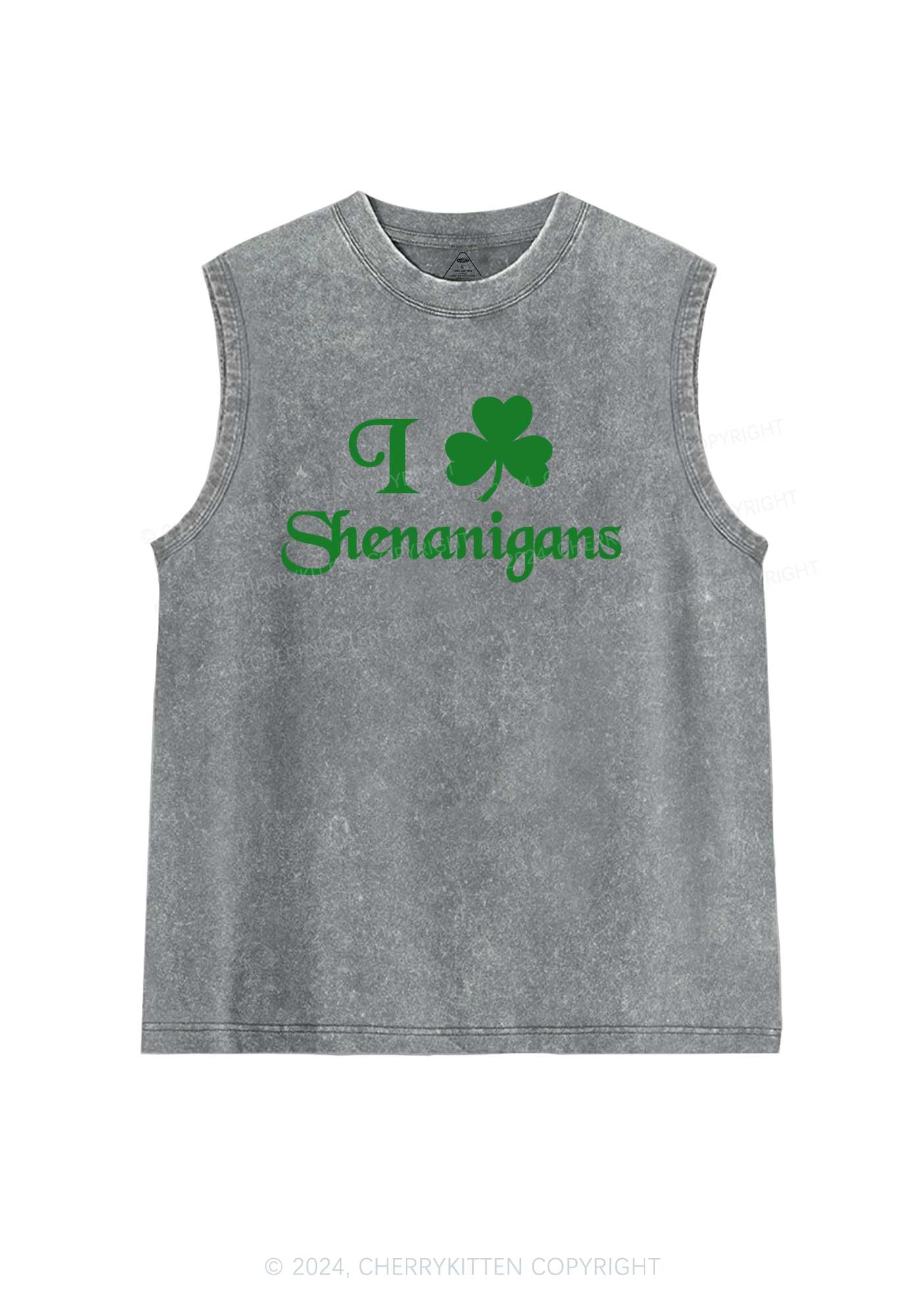 I Love Shenanigans St Patricks Y2K Washed Tank Cherrykitten - Image 7