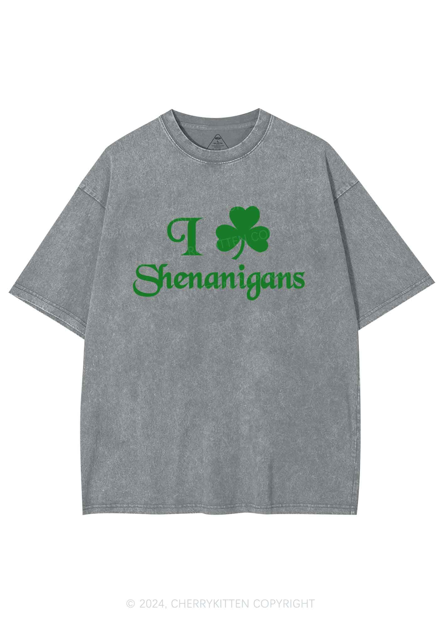 I Love Shenanigans St Patricks Y2K Washed Tee Cherrykitten - Image 10