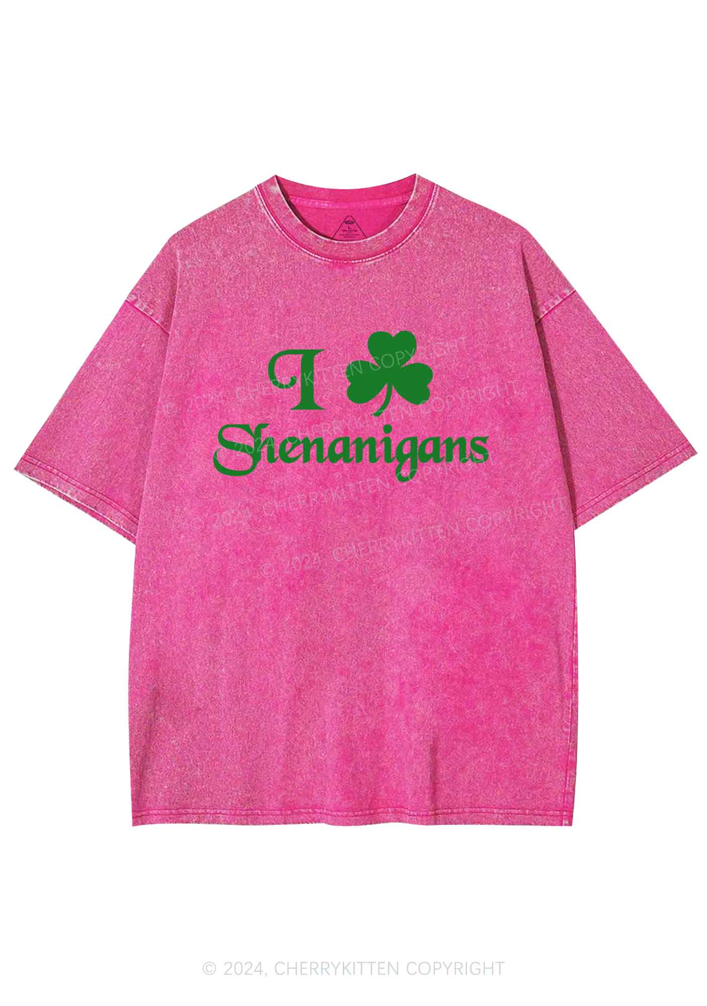 I Love Shenanigans St Patricks Y2K Washed Tee Cherrykitten - Image 6