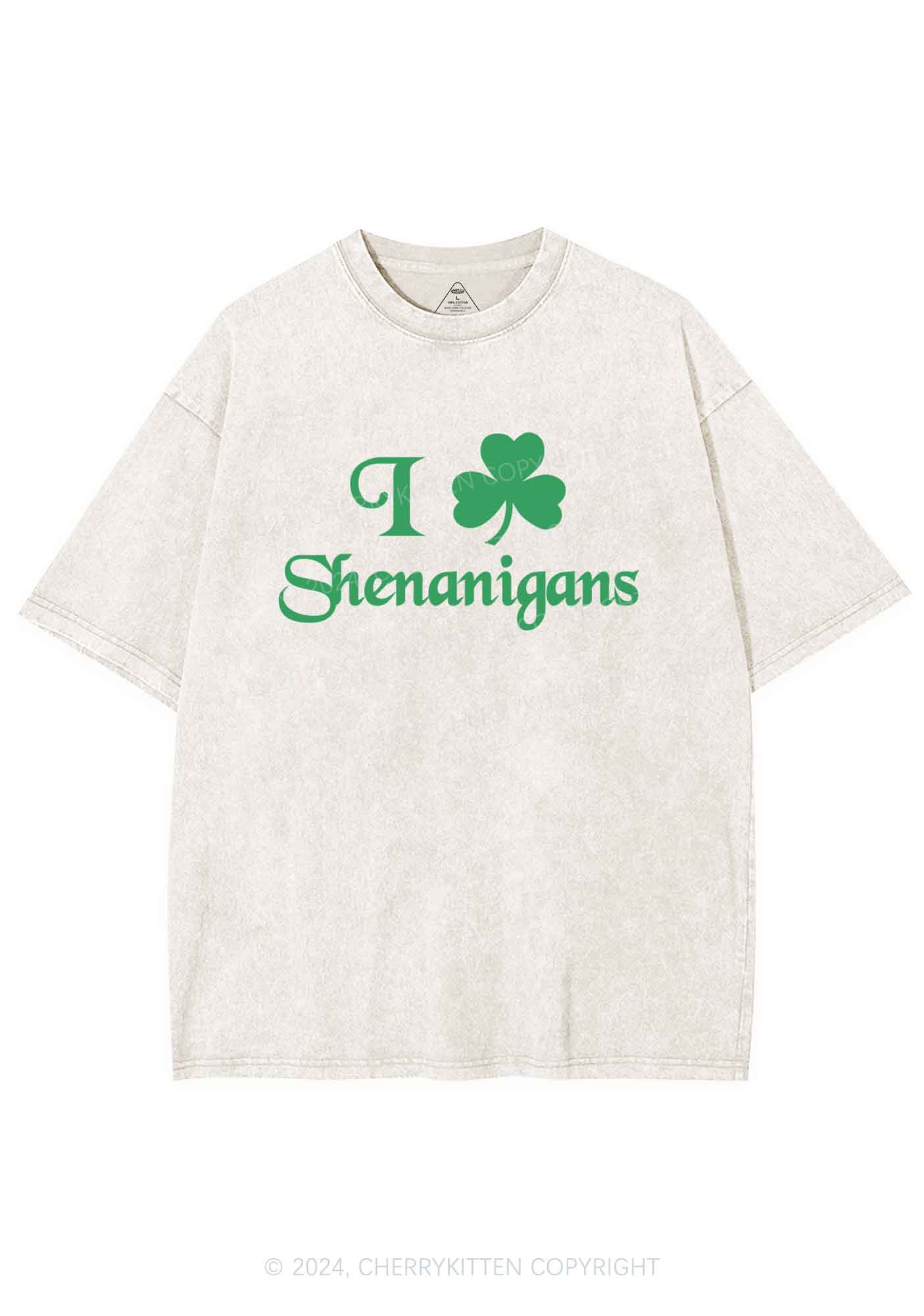 I Love Shenanigans St Patricks Y2K Washed Tee Cherrykitten - Image 7