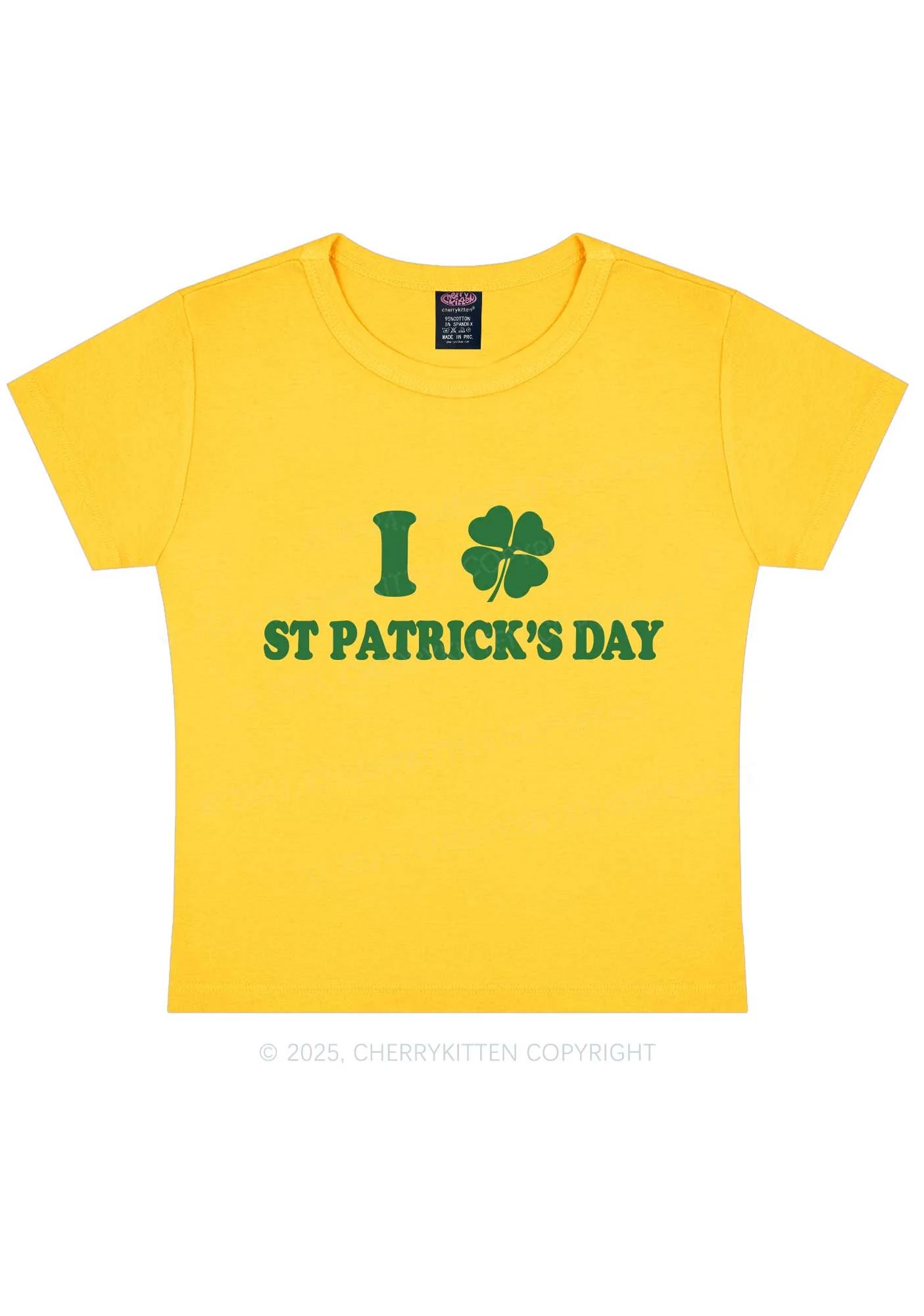 I Love St Patricks Y2K Baby Tee Cherrykitten - Image 3