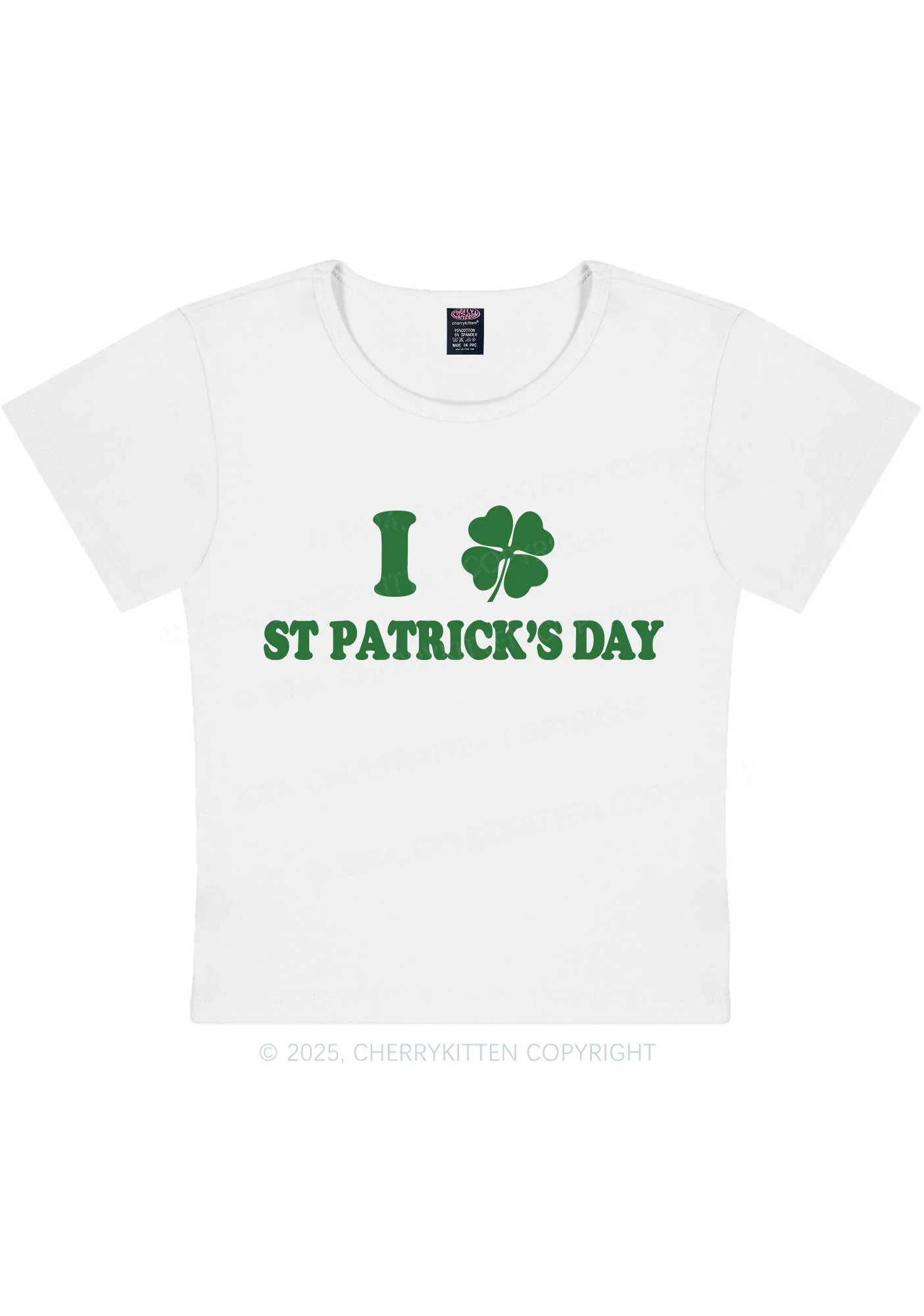 I Love St Patricks Y2K Baby Tee Cherrykitten - Image 4