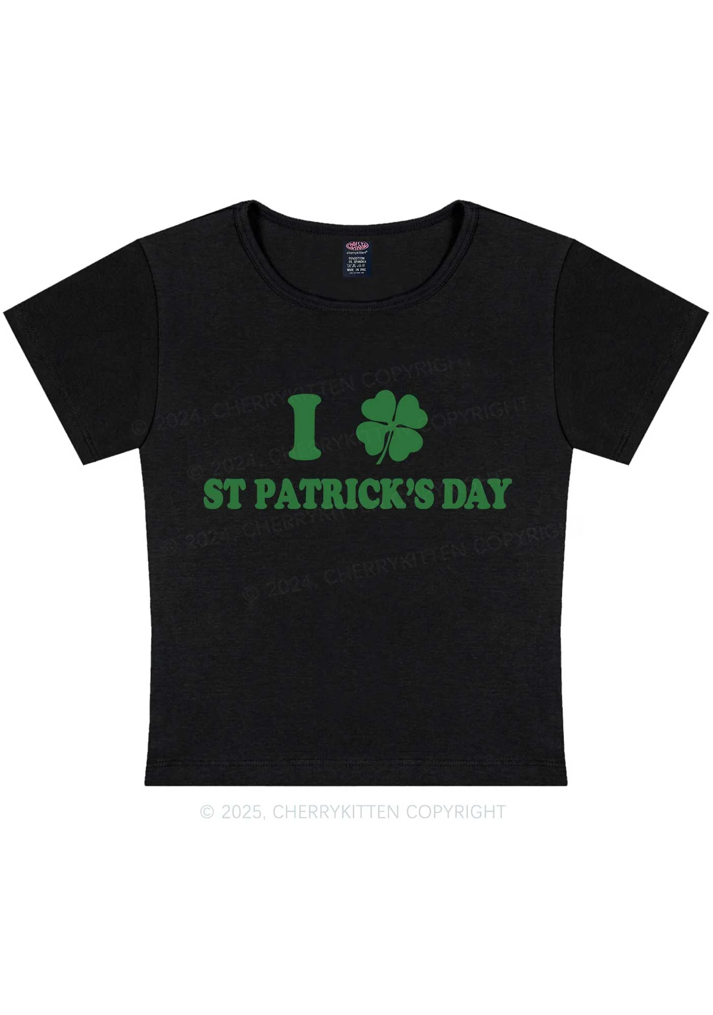 I Love St Patricks Y2K Baby Tee Cherrykitten - Image 5