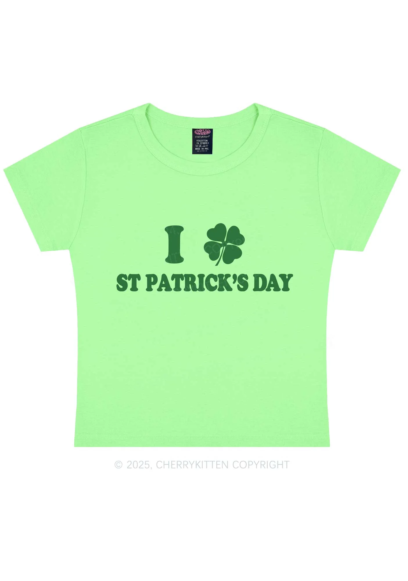 I Love St Patricks Y2K Baby Tee Cherrykitten - Image 6