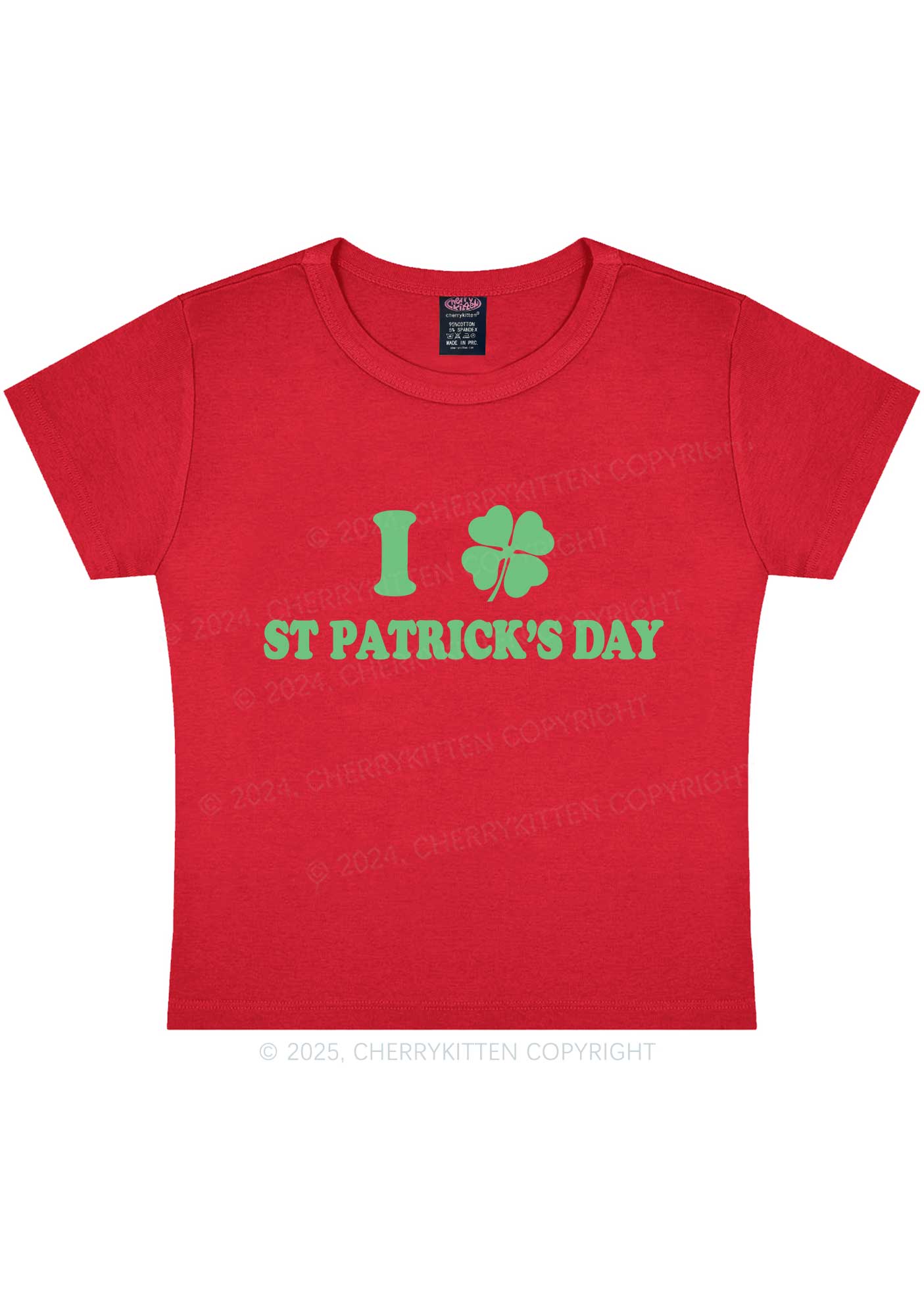 I Love St Patricks Y2K Baby Tee Cherrykitten - Image 9