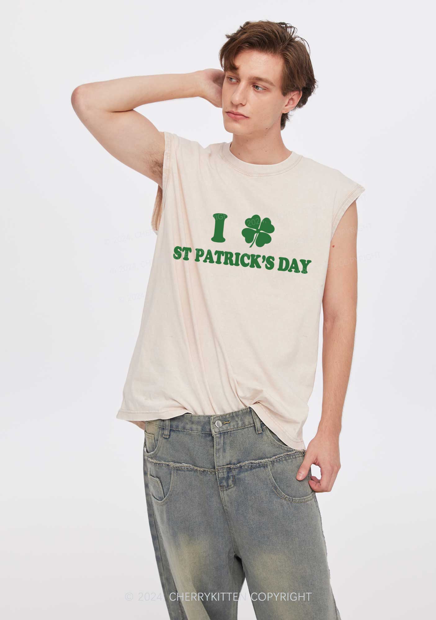 I Love St Patricks Y2K Washed Tank Cherrykitten - Image 2