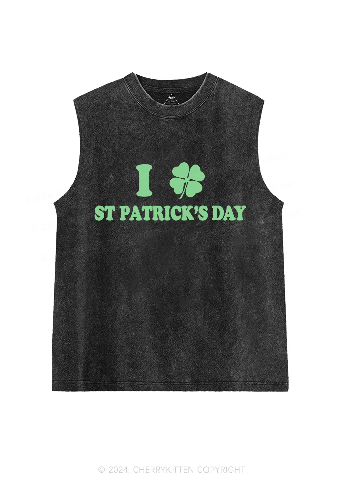 I Love St Patricks Y2K Washed Tank Cherrykitten - Image 3
