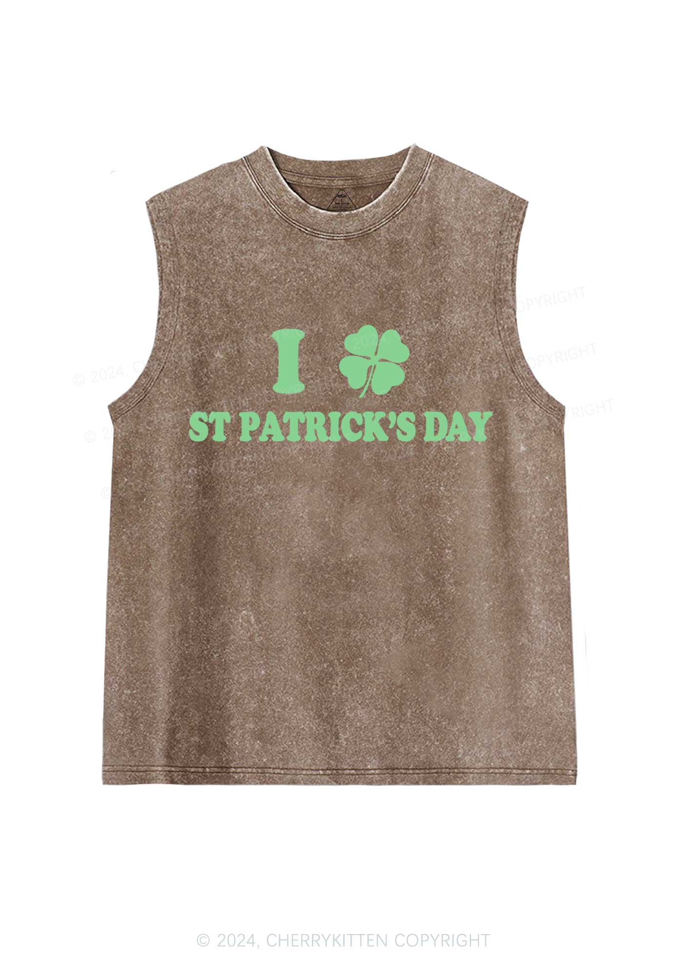 I Love St Patricks Y2K Washed Tank Cherrykitten - Image 5