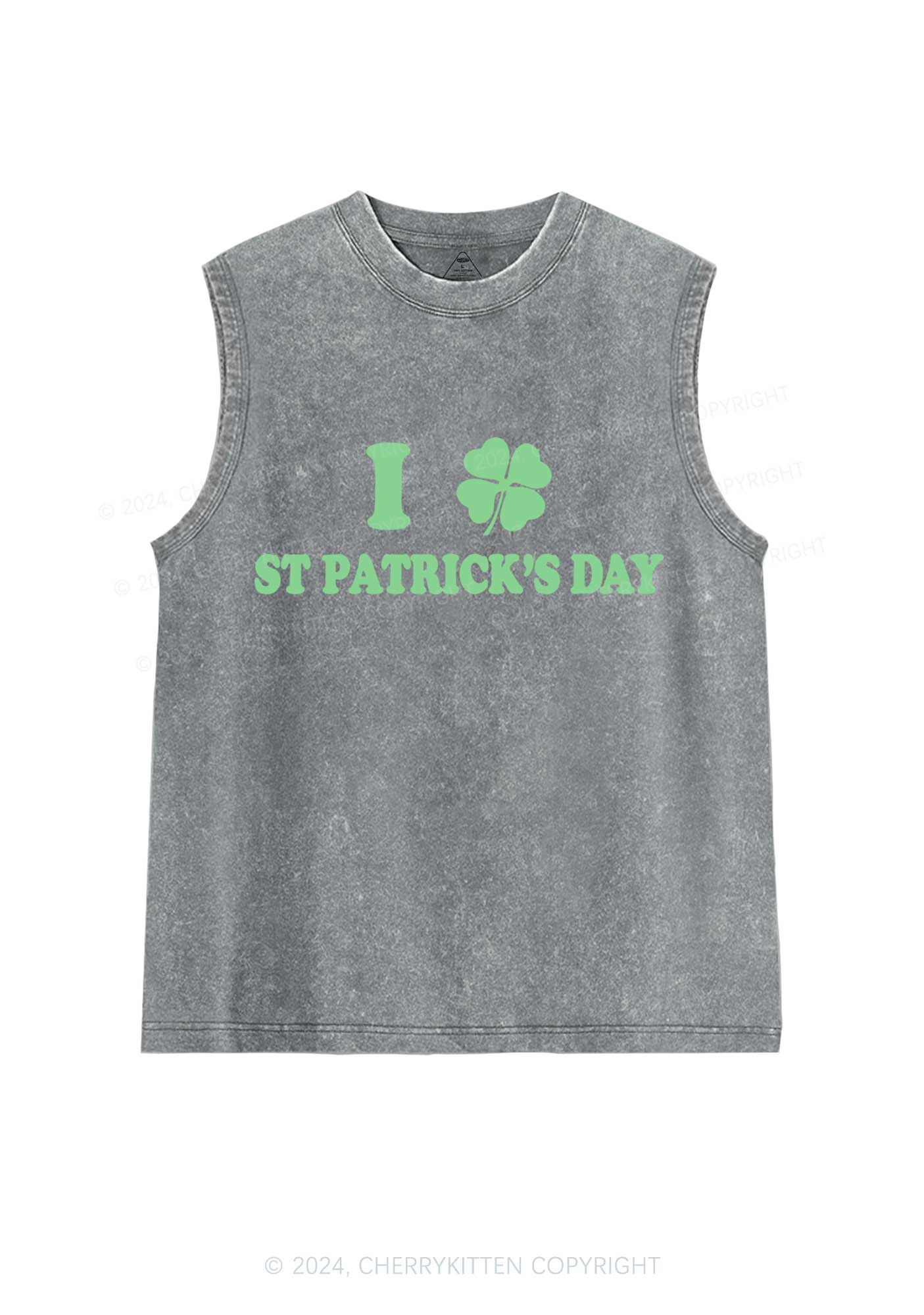 I Love St Patricks Y2K Washed Tank Cherrykitten - Image 6