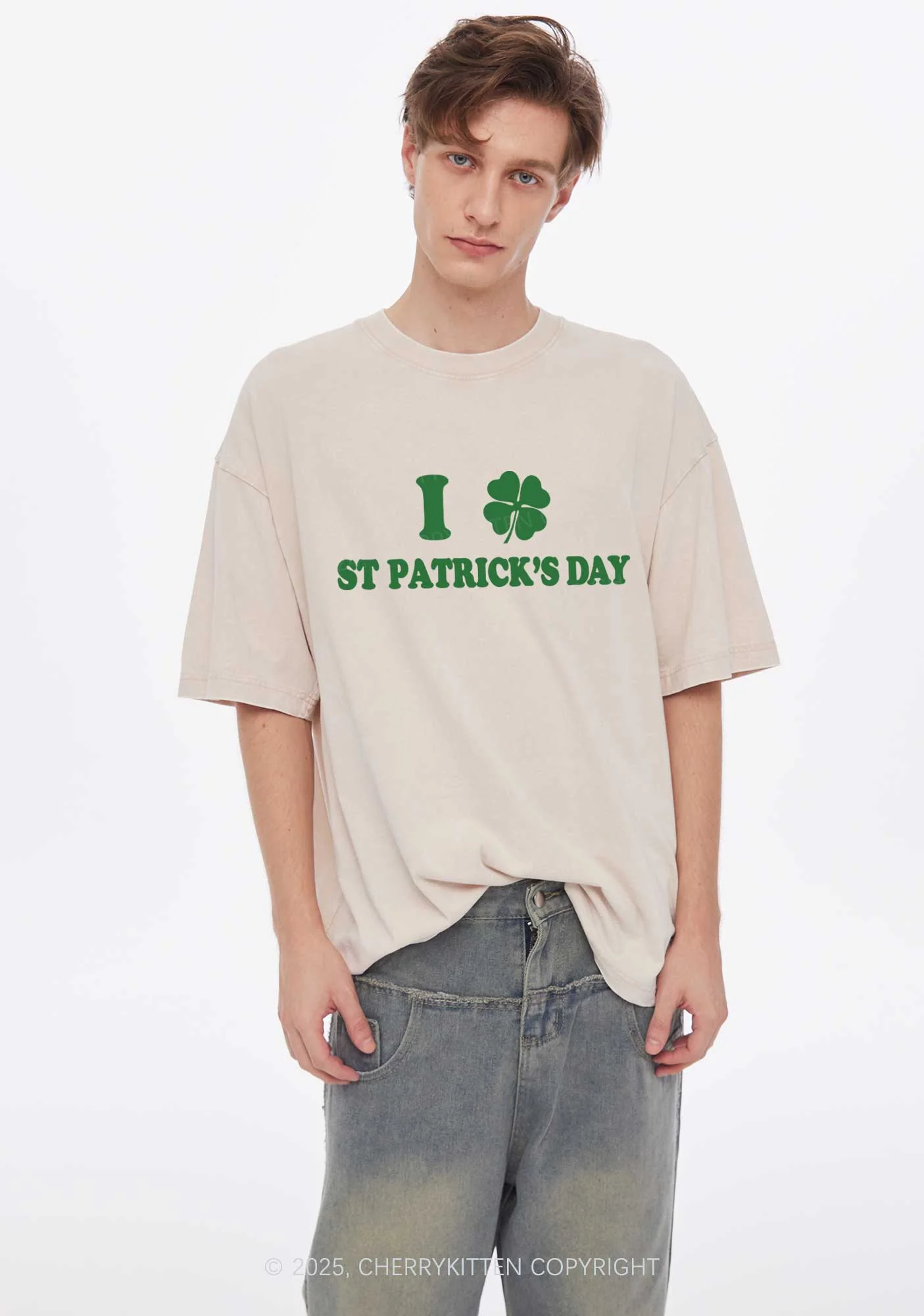 I Love St Patricks Y2K Washed Tee Cherrykitten - Image 3