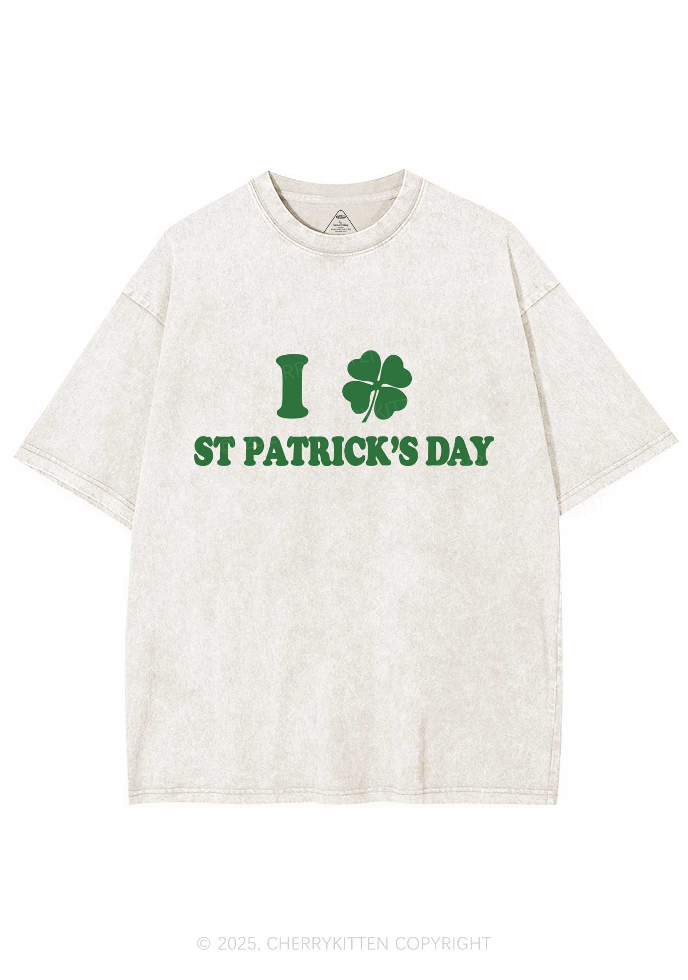 I Love St Patricks Y2K Washed Tee Cherrykitten - Image 4