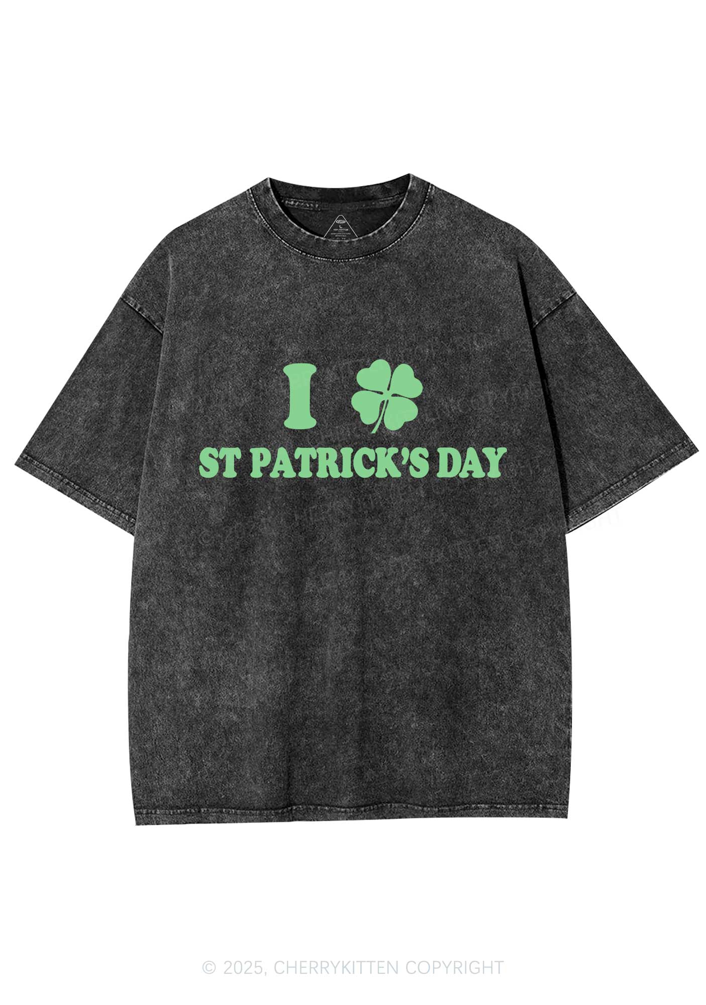 I Love St Patricks Y2K Washed Tee Cherrykitten - Image 5