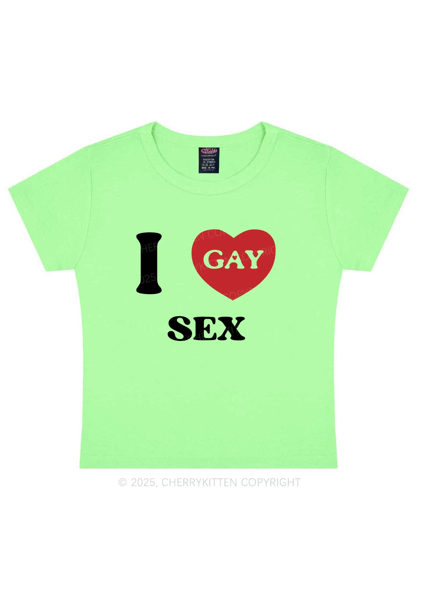 I Love Sx Gay Pride Y2K Baby Tee Cherrykitten - Image 10