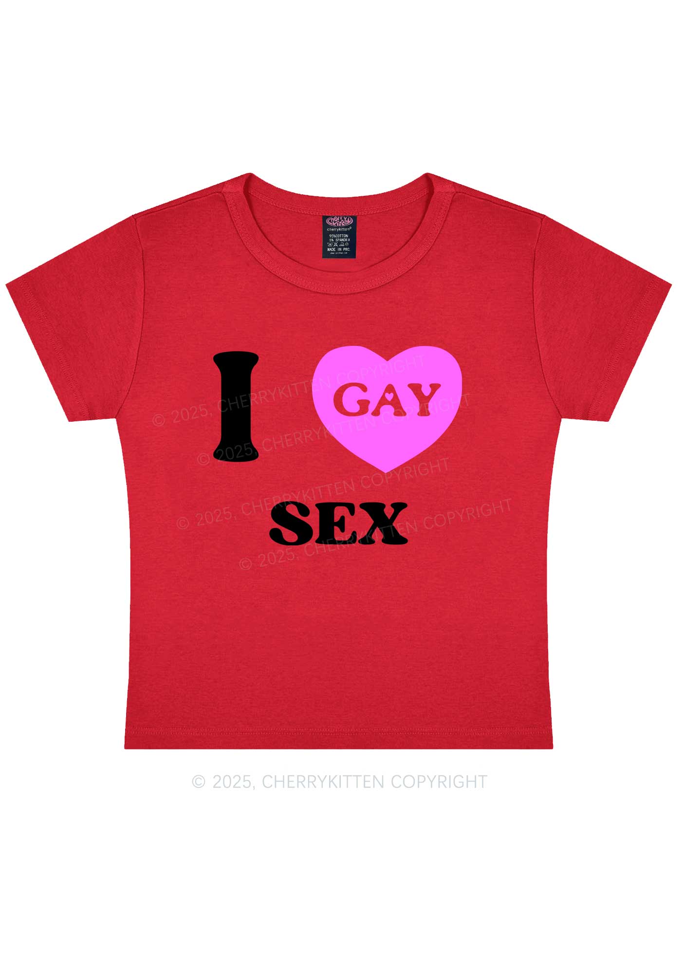 I Love Sx Gay Pride Y2K Baby Tee Cherrykitten - Image 11