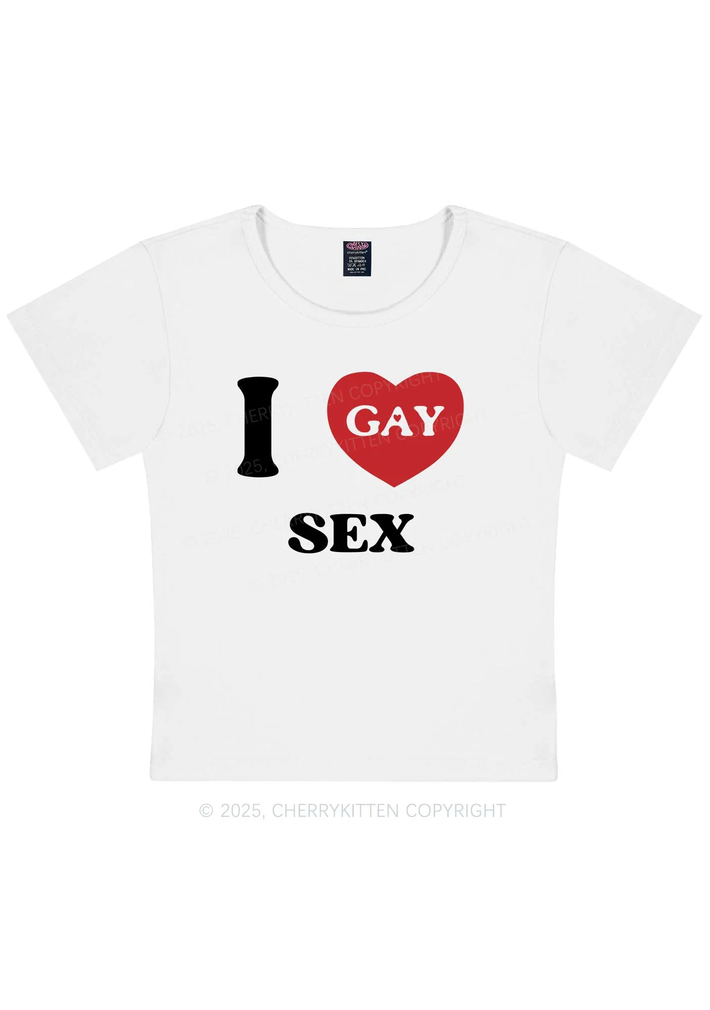 I Love Sx Gay Pride Y2K Baby Tee Cherrykitten - Image 3