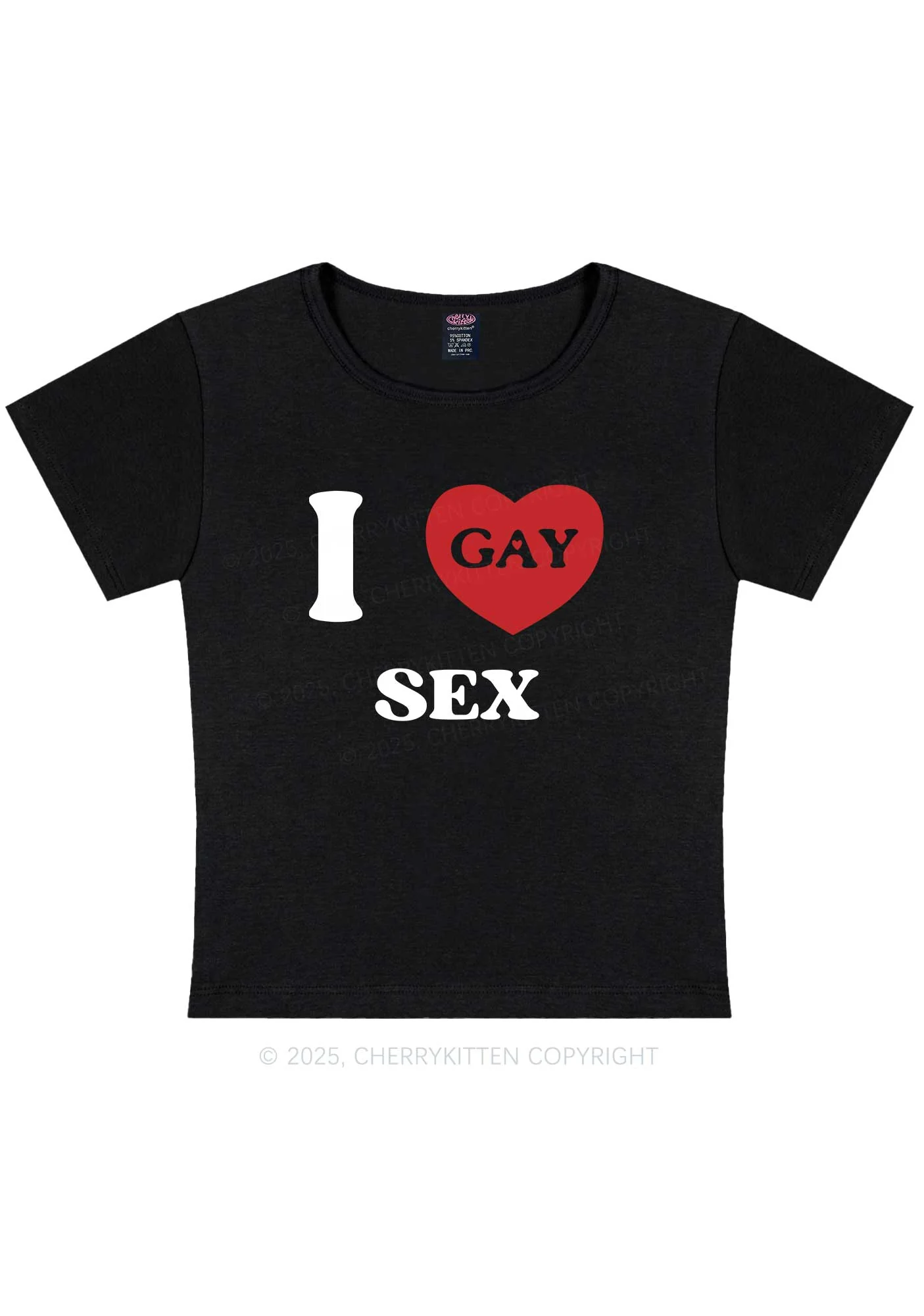 I Love Sx Gay Pride Y2K Baby Tee Cherrykitten - Image 4