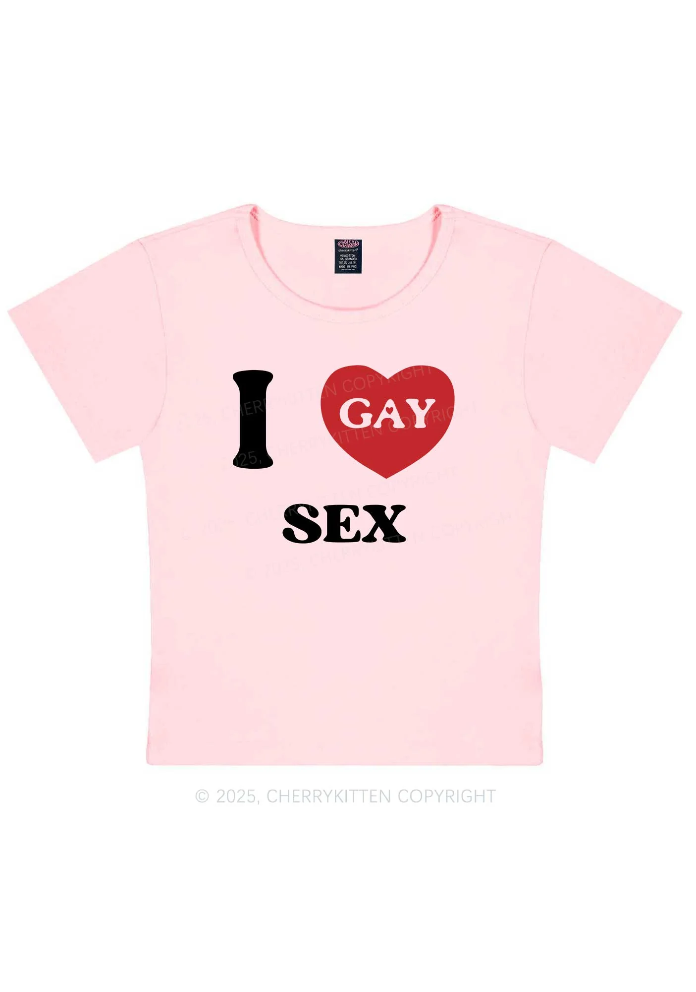 I Love Sx Gay Pride Y2K Baby Tee Cherrykitten - Image 5