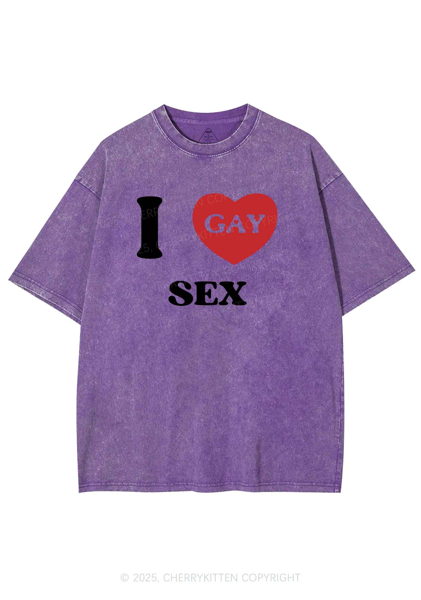 I Love Sx Gay Pride Y2K Shirts Washed Tee Cherrykitten - Image 5