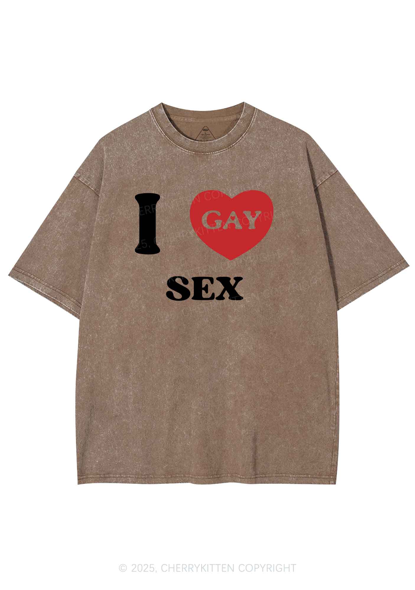 I Love Sx Gay Pride Y2K Shirts Washed Tee Cherrykitten - Image 7