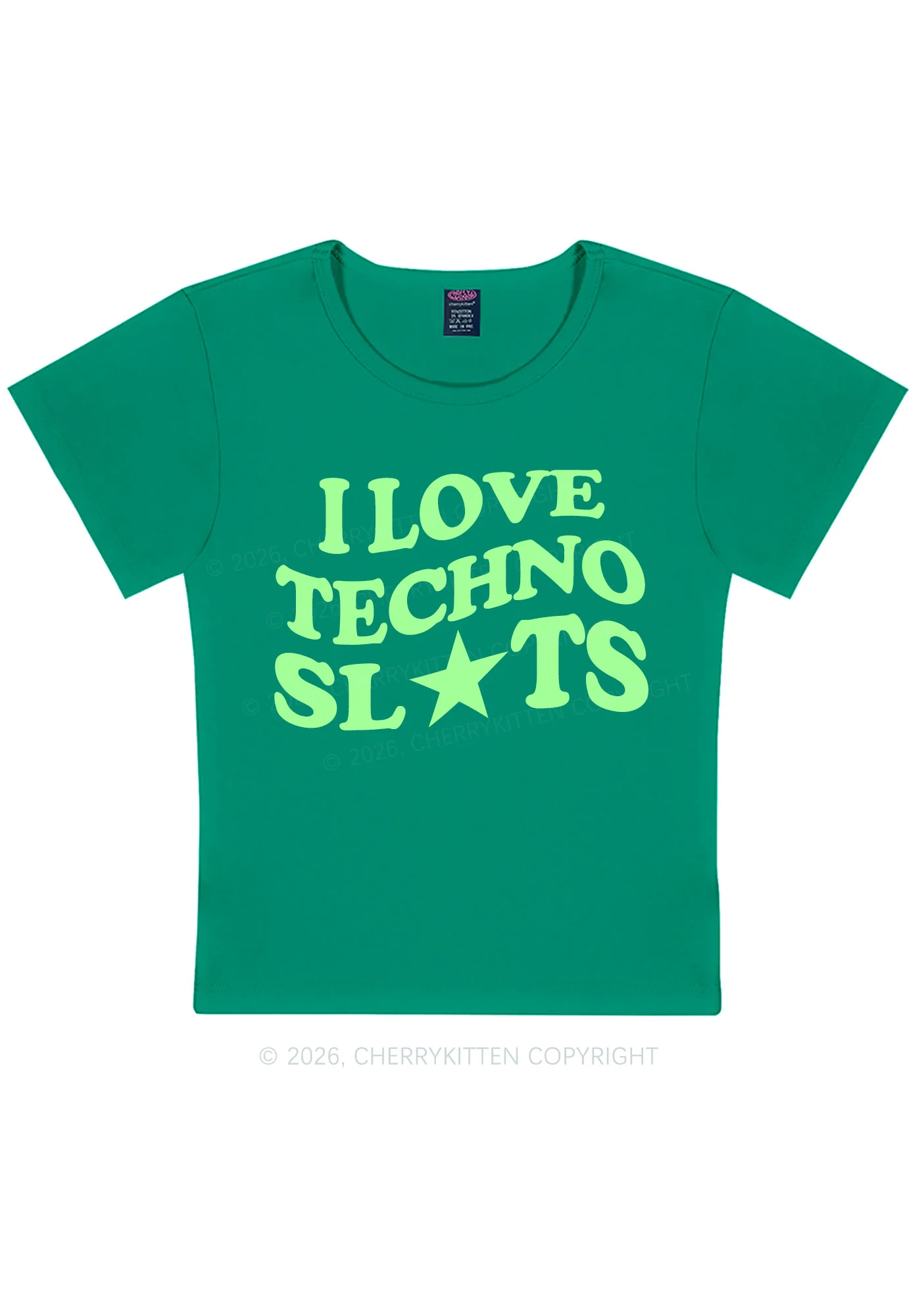 I Love Techno Slxts Y2K Baby Tee Cherrykitten - Image 10