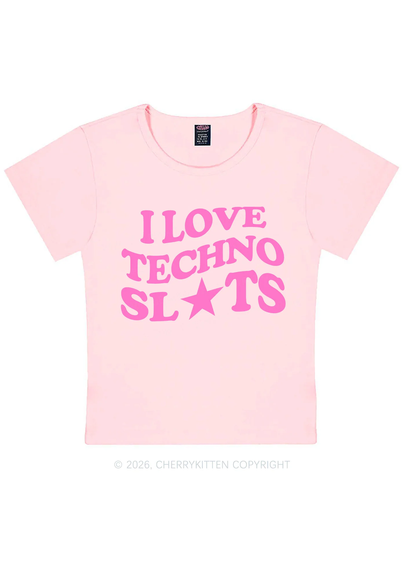 I Love Techno Slxts Y2K Baby Tee Cherrykitten - Image 11