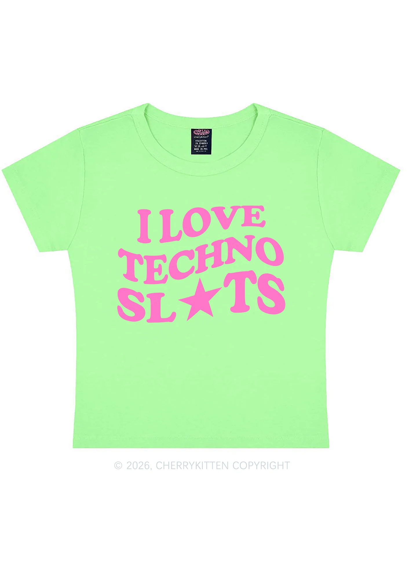 I Love Techno Slxts Y2K Baby Tee Cherrykitten - Image 12