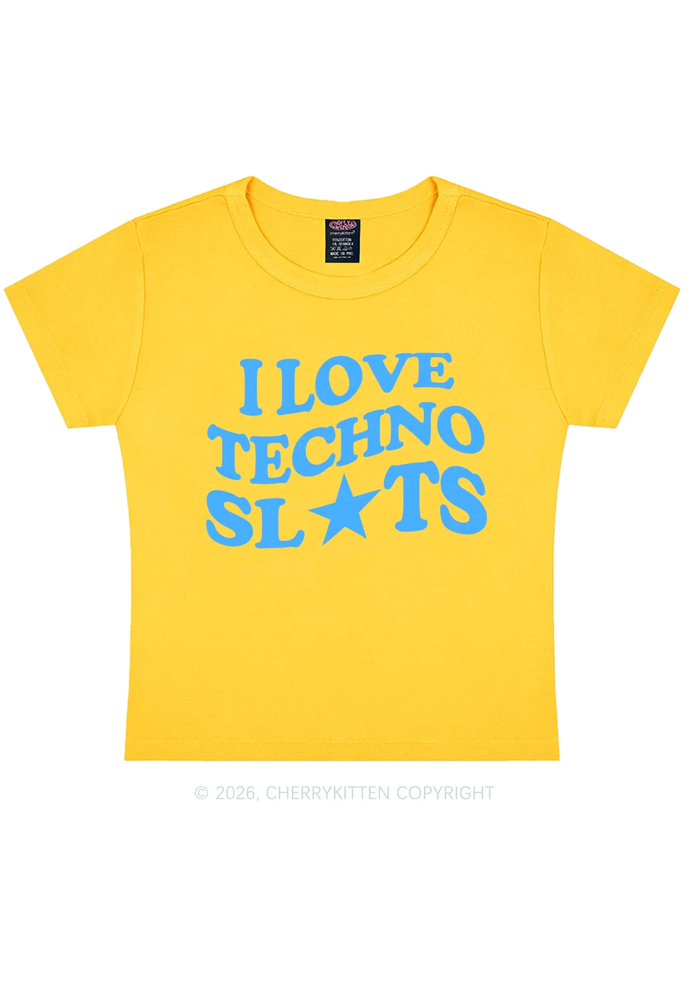 I Love Techno Slxts Y2K Baby Tee Cherrykitten - Image 6