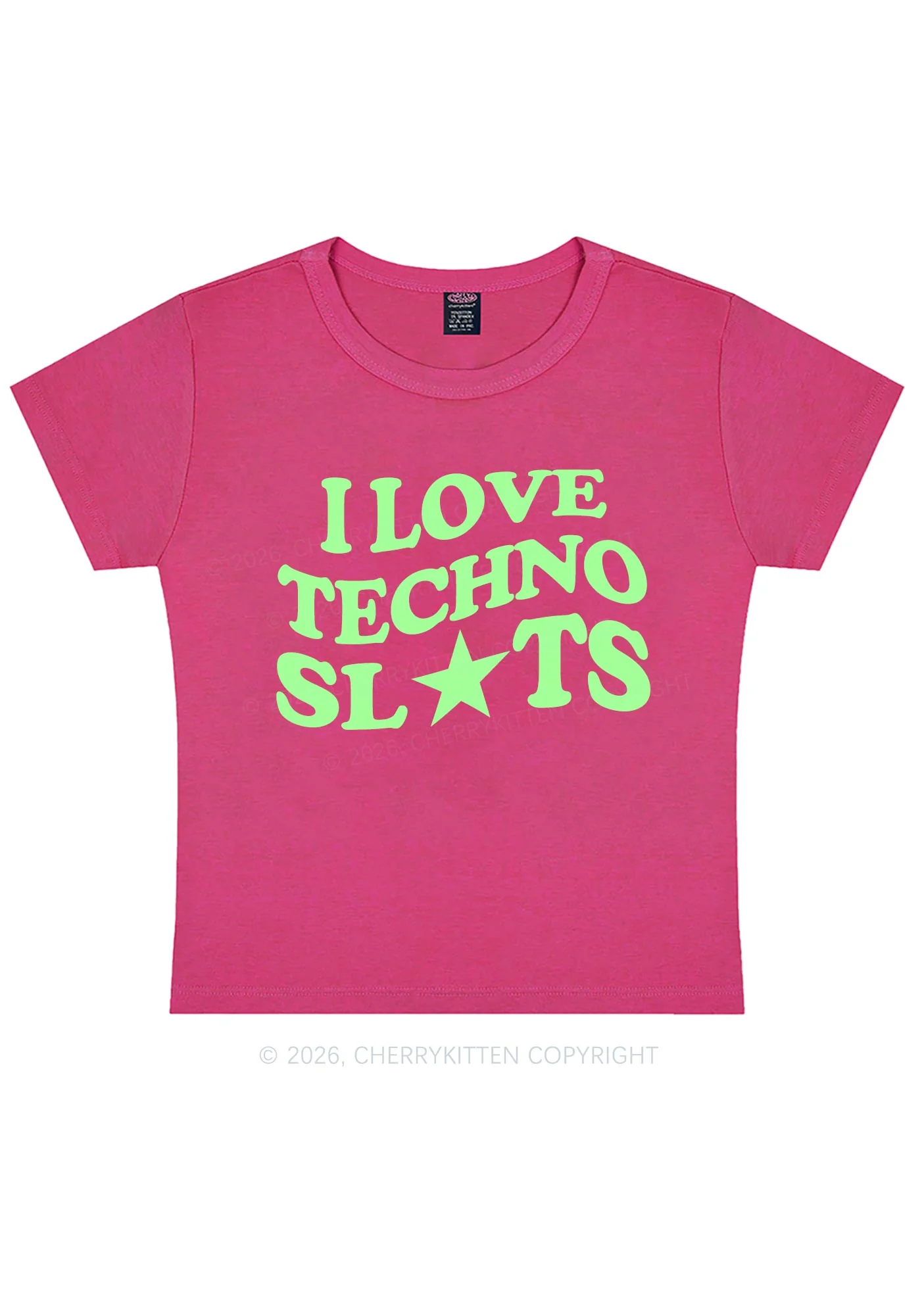 I Love Techno Slxts Y2K Baby Tee Cherrykitten - Image 7