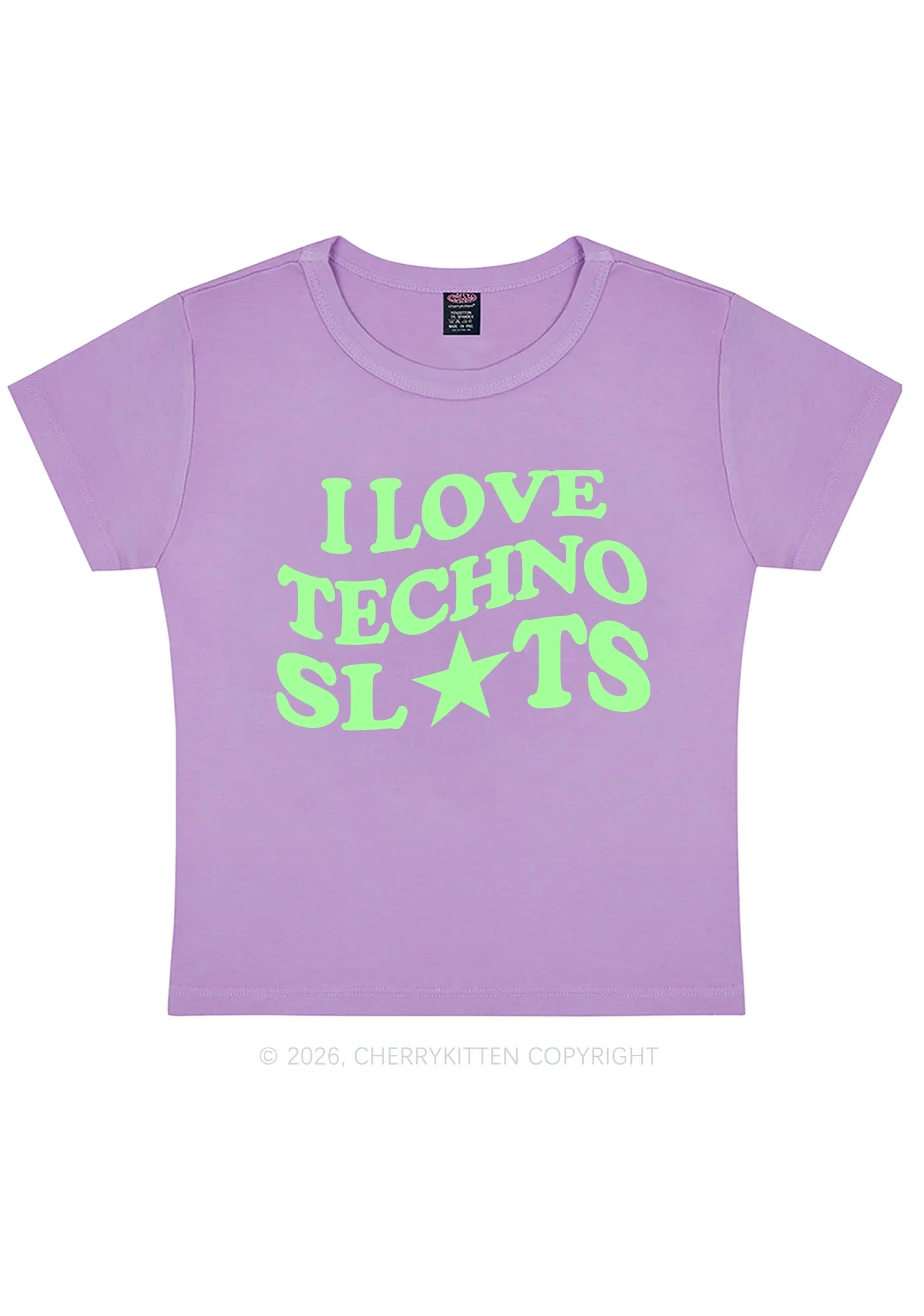 I Love Techno Slxts Y2K Baby Tee Cherrykitten - Image 8