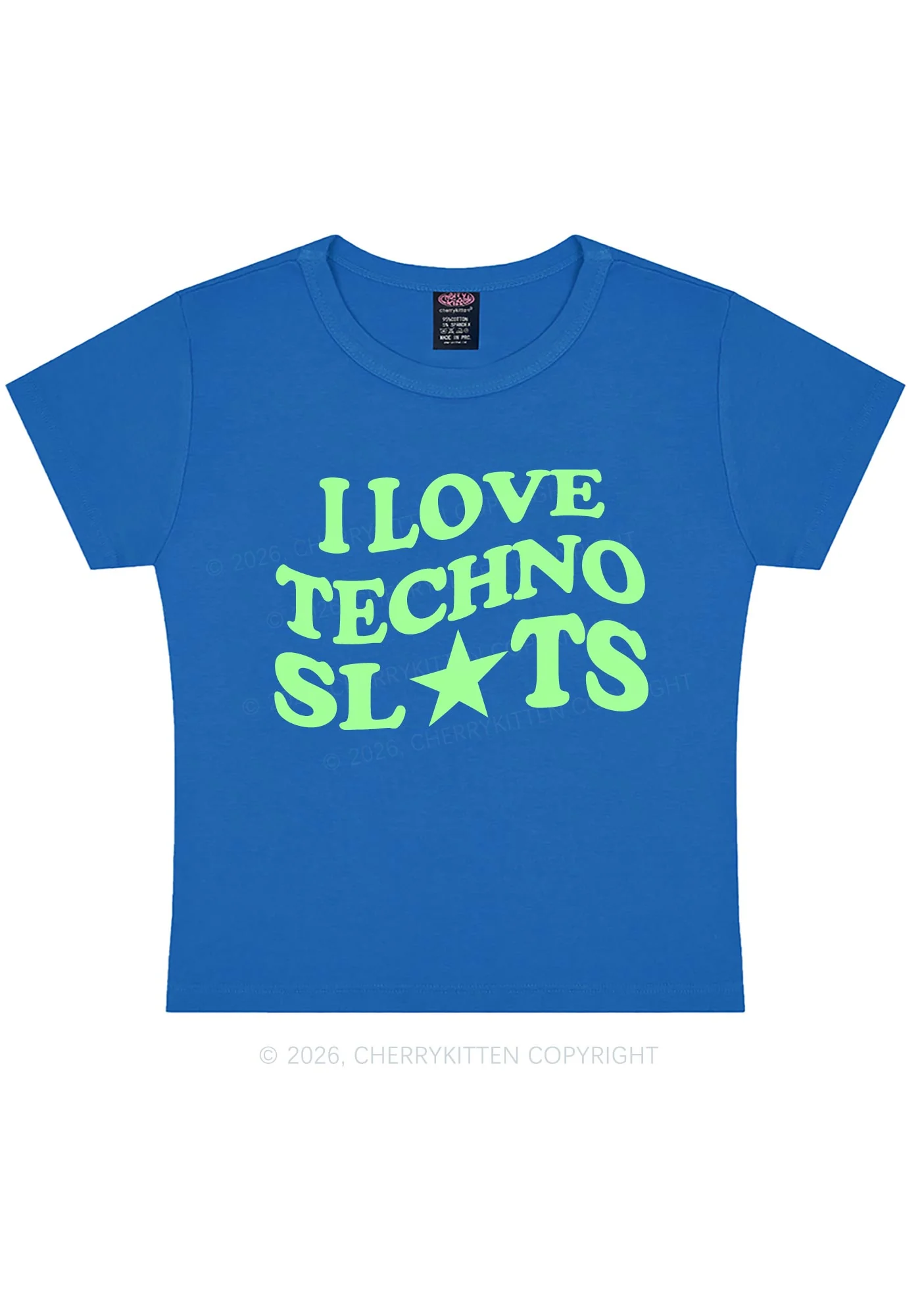 I Love Techno Slxts Y2K Baby Tee Cherrykitten - Image 9