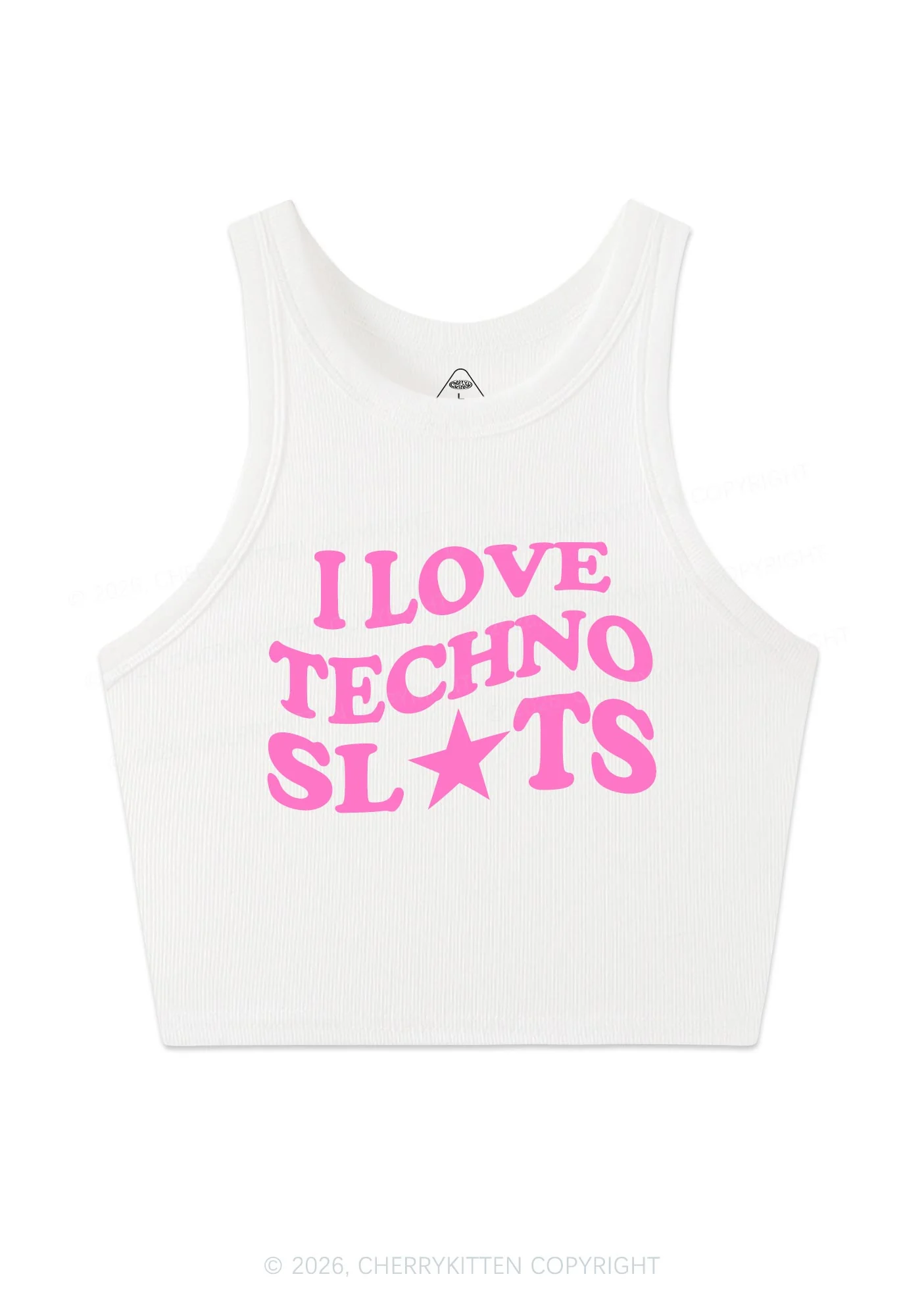 I Love Techno Slxts Y2K Crop Tank Top Cherrykitten - Image 3
