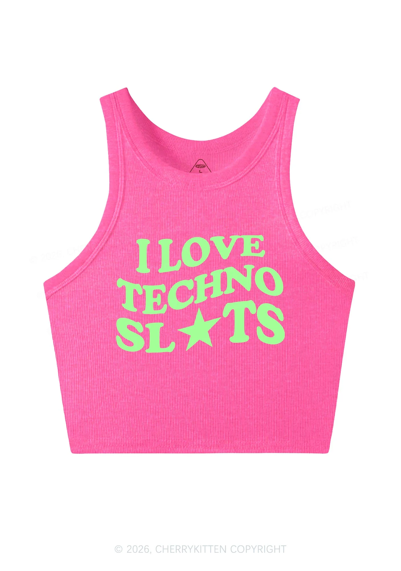 I Love Techno Slxts Y2K Crop Tank Top Cherrykitten - Image 4