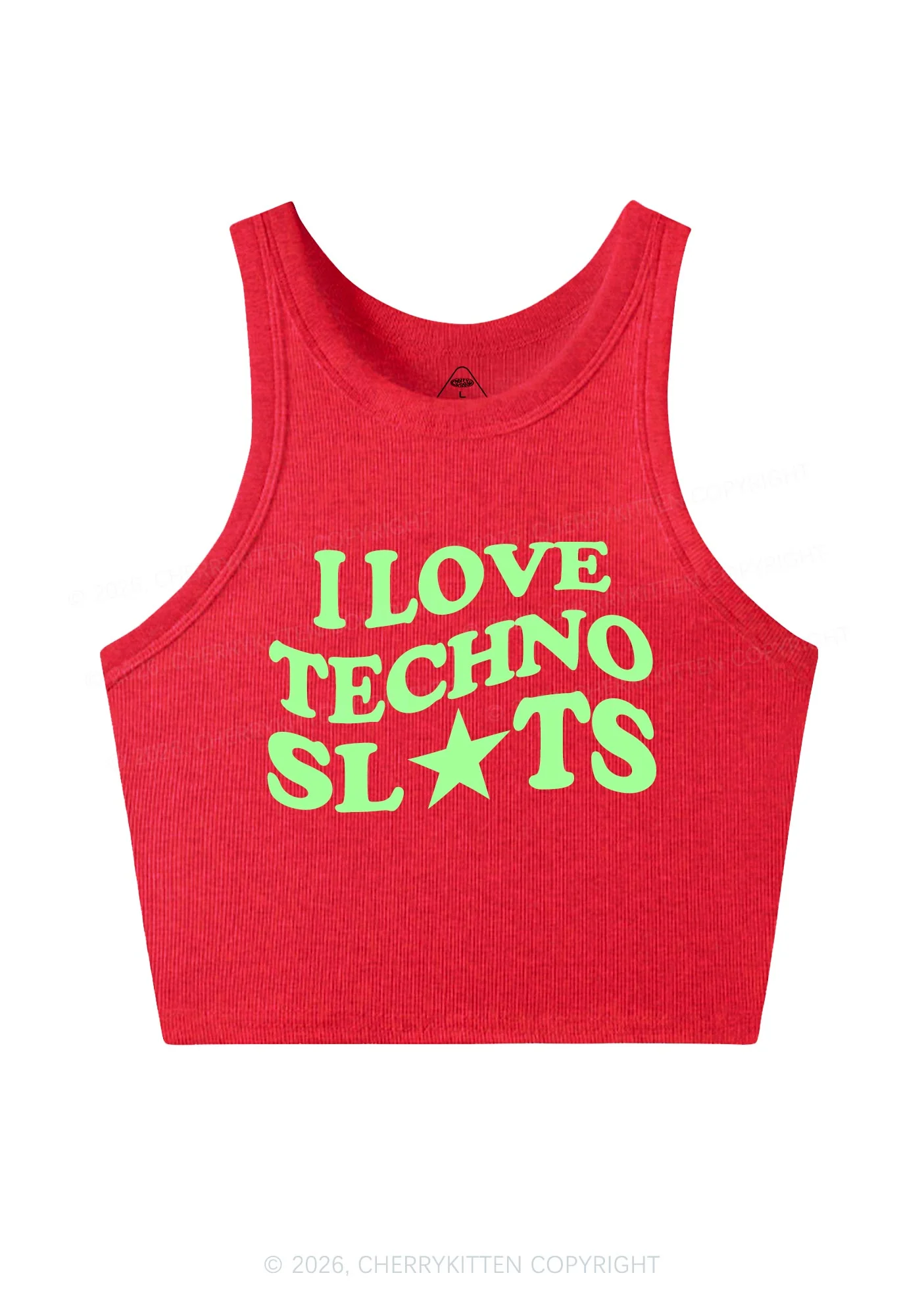 I Love Techno Slxts Y2K Crop Tank Top Cherrykitten - Image 5