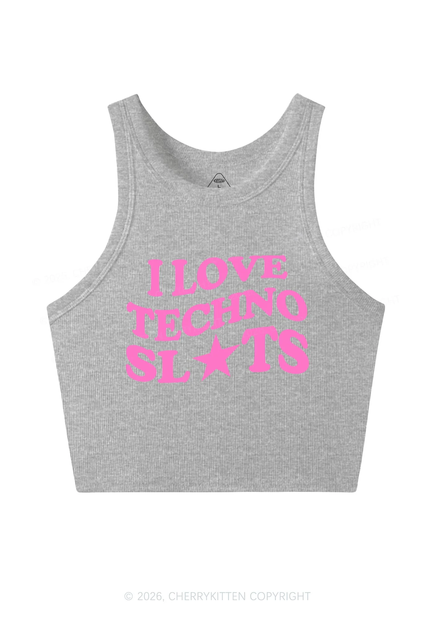 I Love Techno Slxts Y2K Crop Tank Top Cherrykitten - Image 9