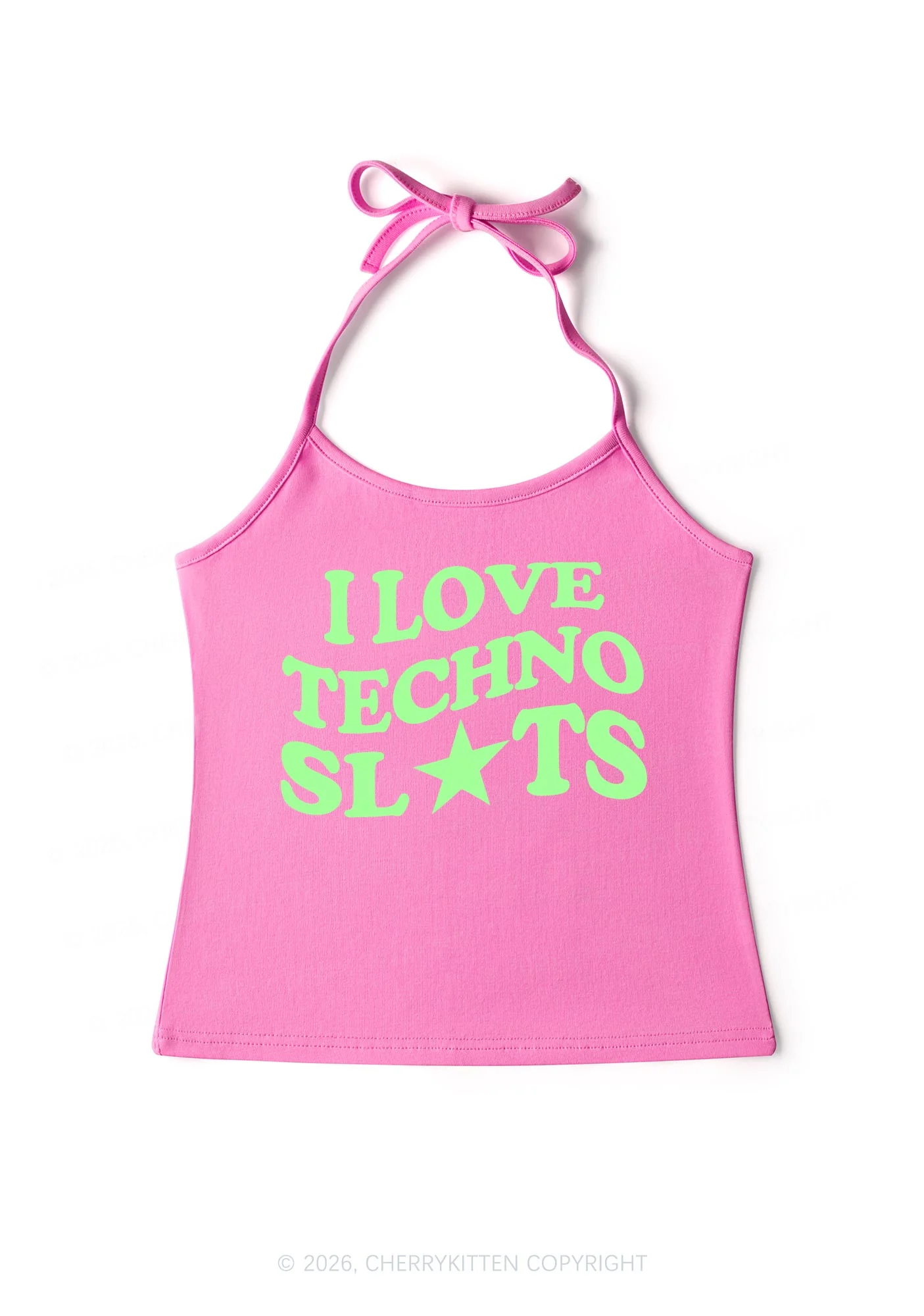 I Love Techno Slxts Y2K Halter Neck Cami Cherrykitten - Image 3