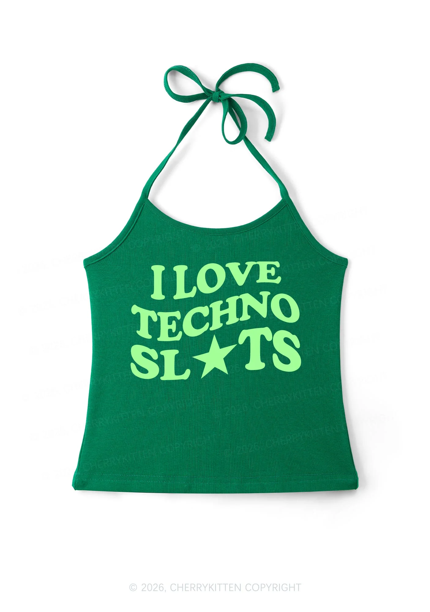 I Love Techno Slxts Y2K Halter Neck Cami Cherrykitten - Image 6
