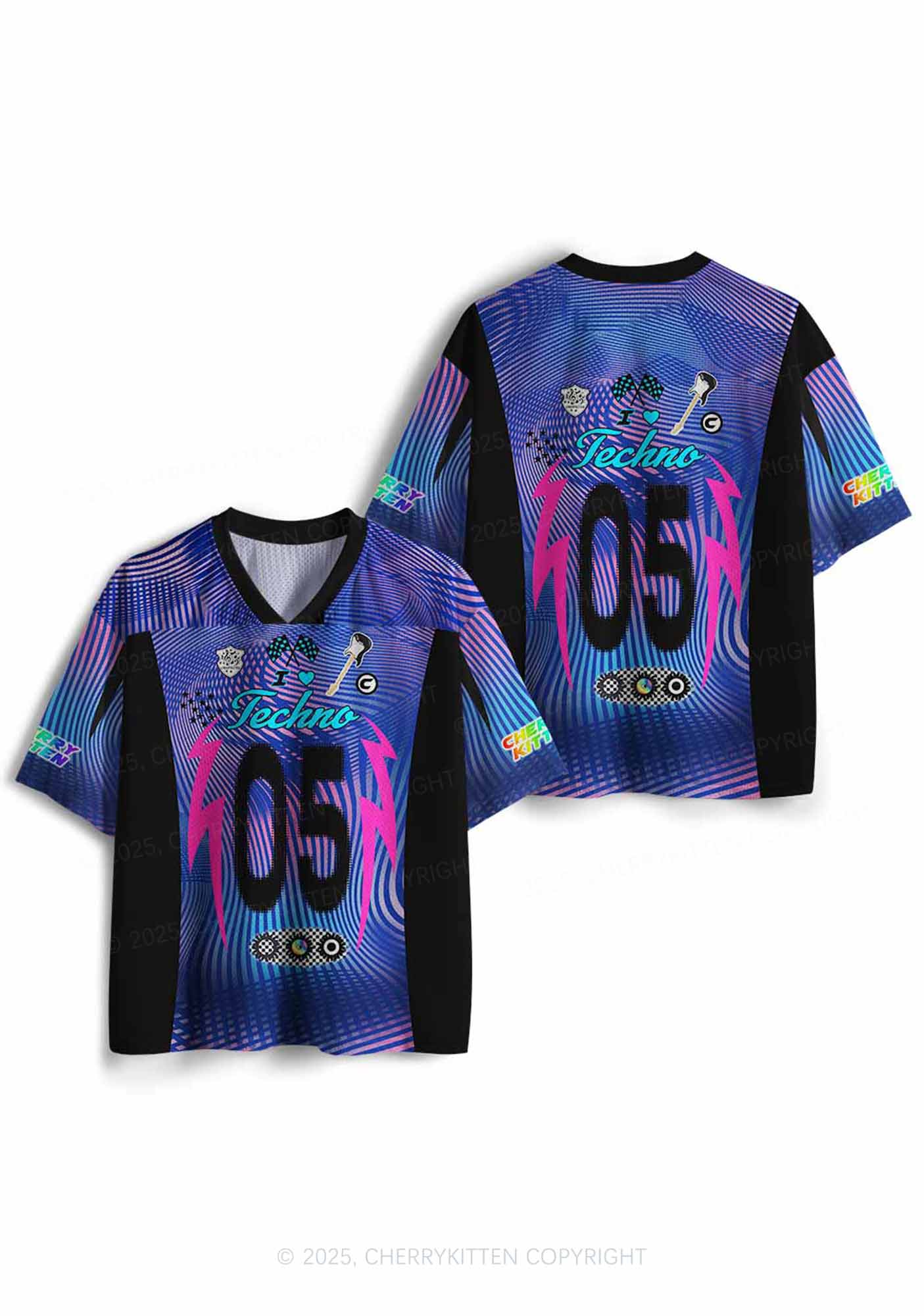 Custom I Love Techno Y2K Sport Jersey Shirts Cherrykitten - Image 3