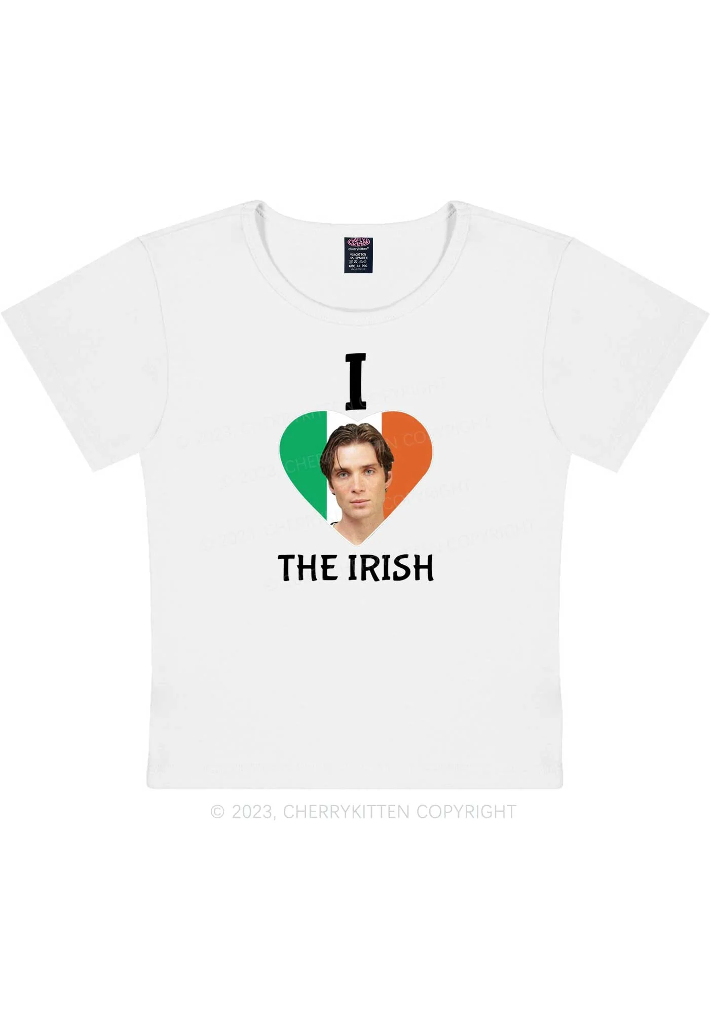 I Love The Irish Custom Photo St Patricks Y2K Baby Tee Cherrykitten - Image 3