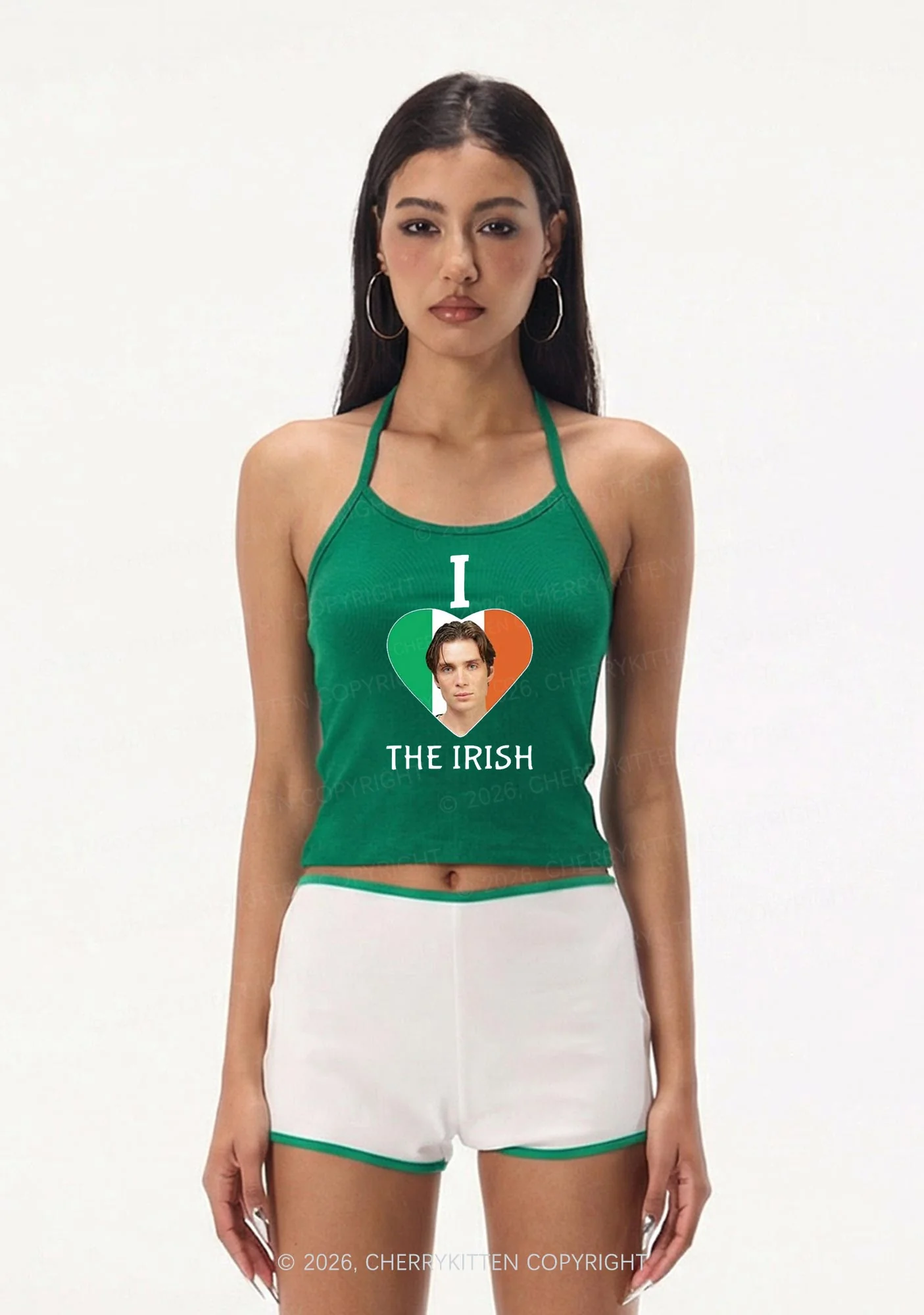I Love The Irish Custom Photo St Patricks Y2K Halter Neck Cami Cherrykitten - Image 2