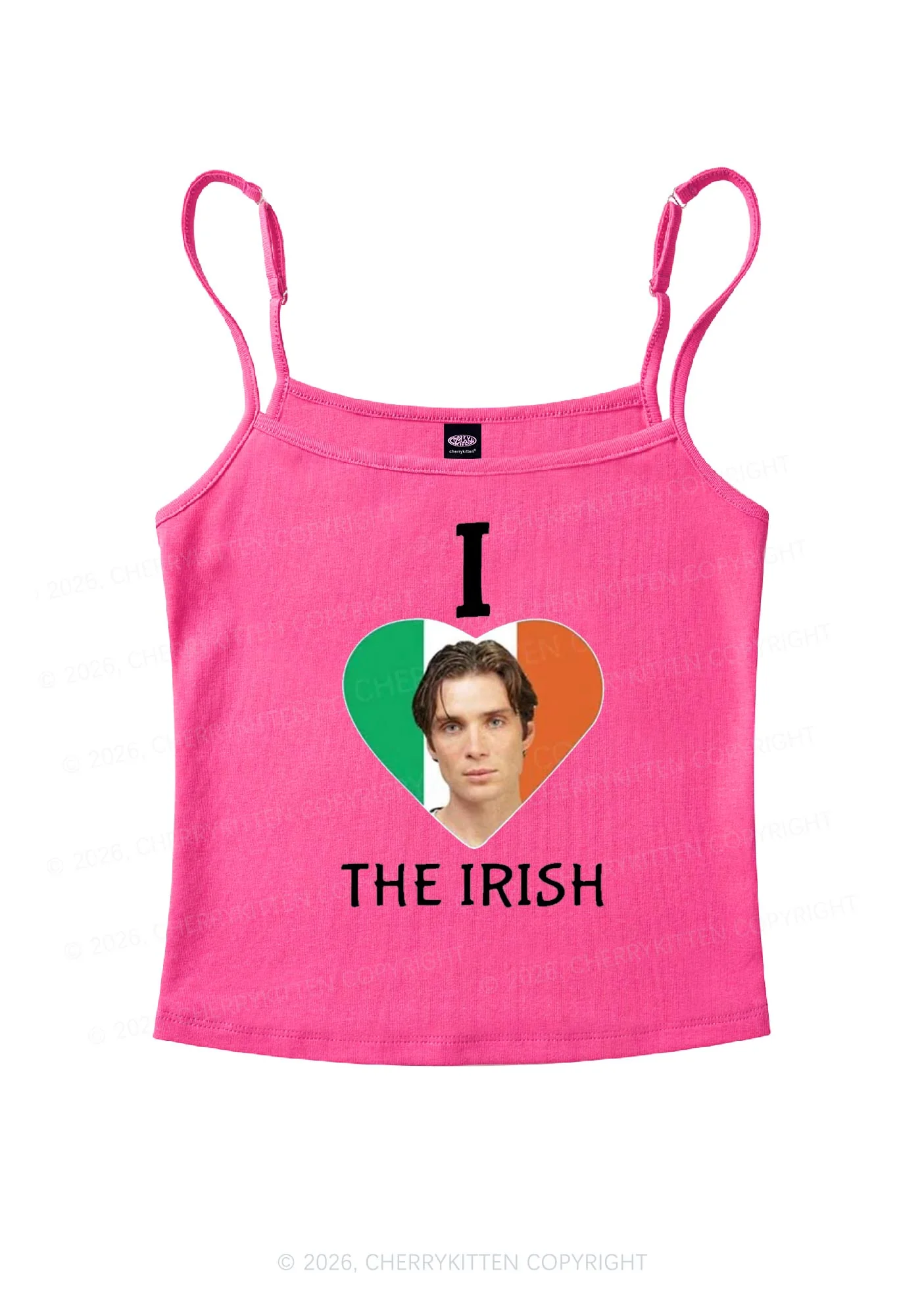 I Love The Irish Custom Photo St Patricks Y2K Spaghetti Strap Cami Cherrykitten - Image 5