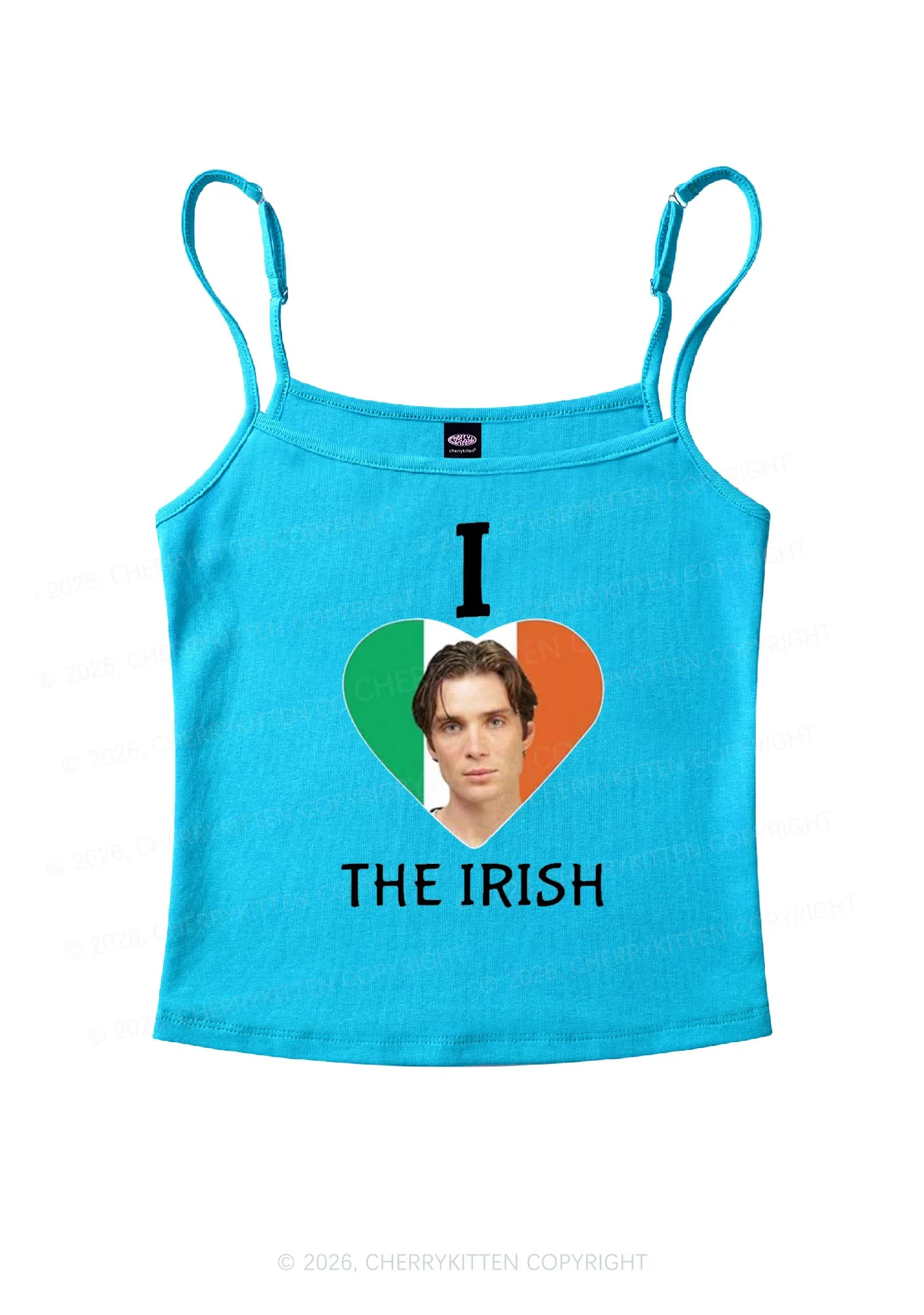 I Love The Irish Custom Photo St Patricks Y2K Spaghetti Strap Cami Cherrykitten - Image 7