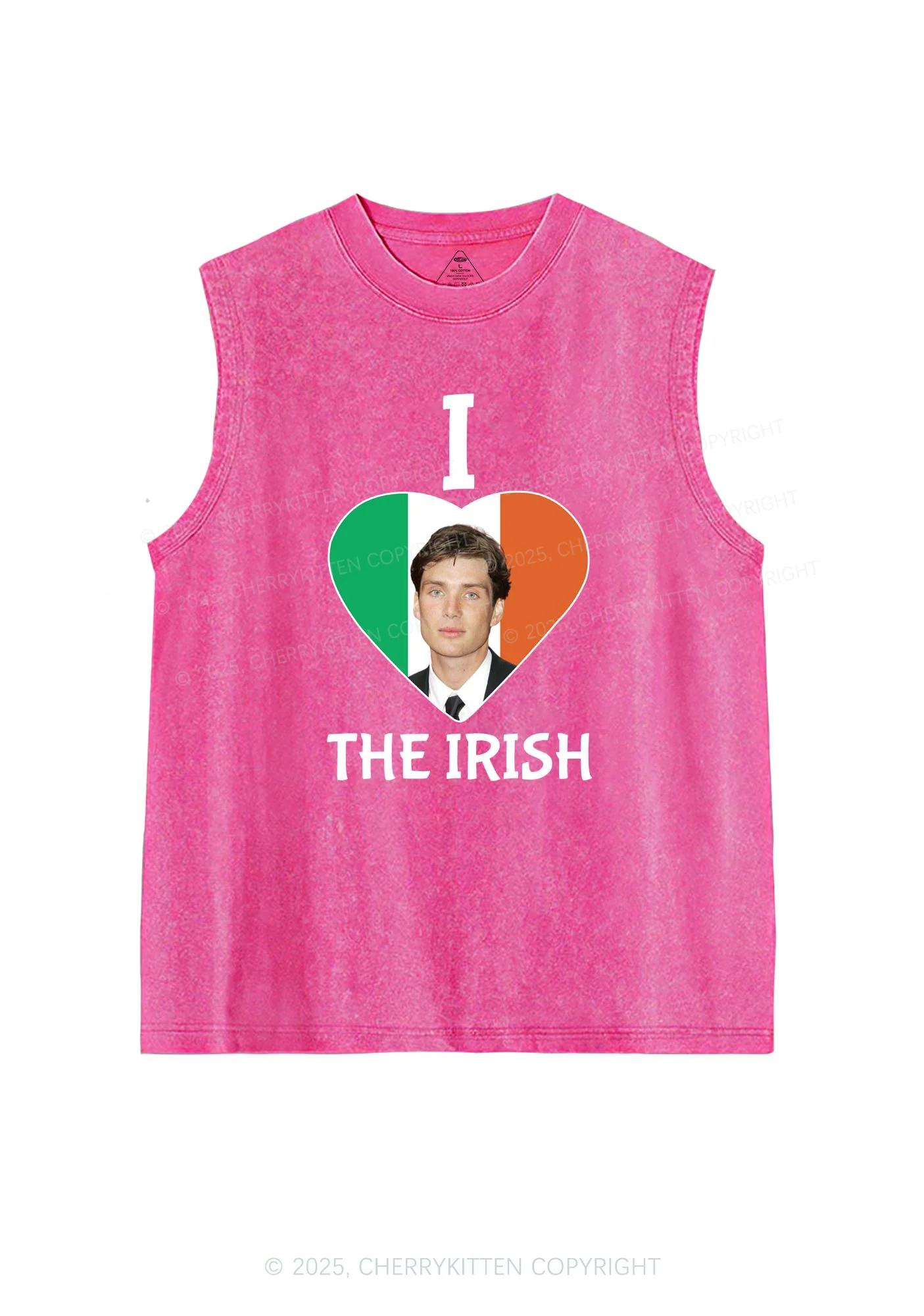 I Love The Irish Custom Photo St Patricks Y2K Washed Tank Cherrykitten - Image 3