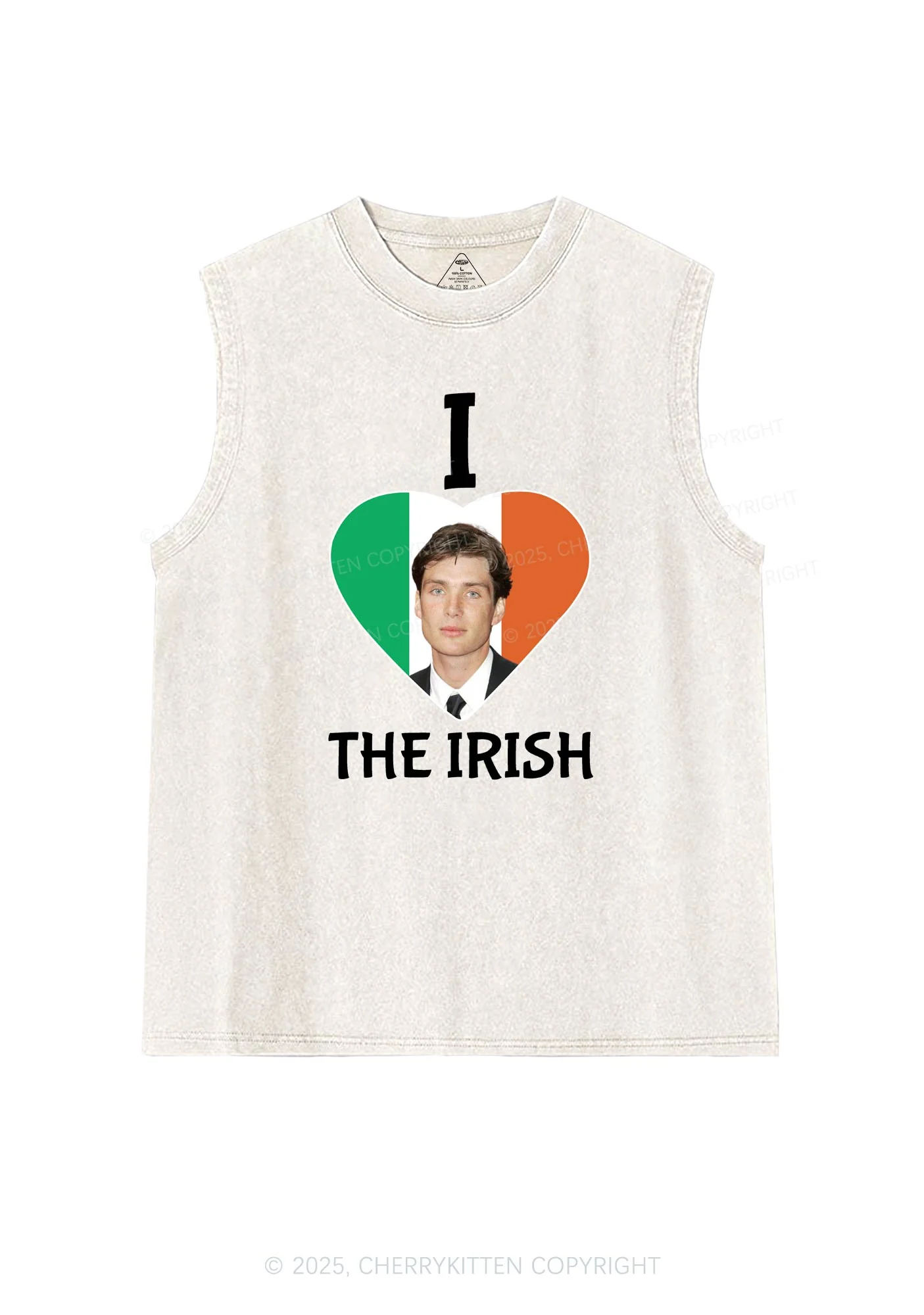 I Love The Irish Custom Photo St Patricks Y2K Washed Tank Cherrykitten - Image 4