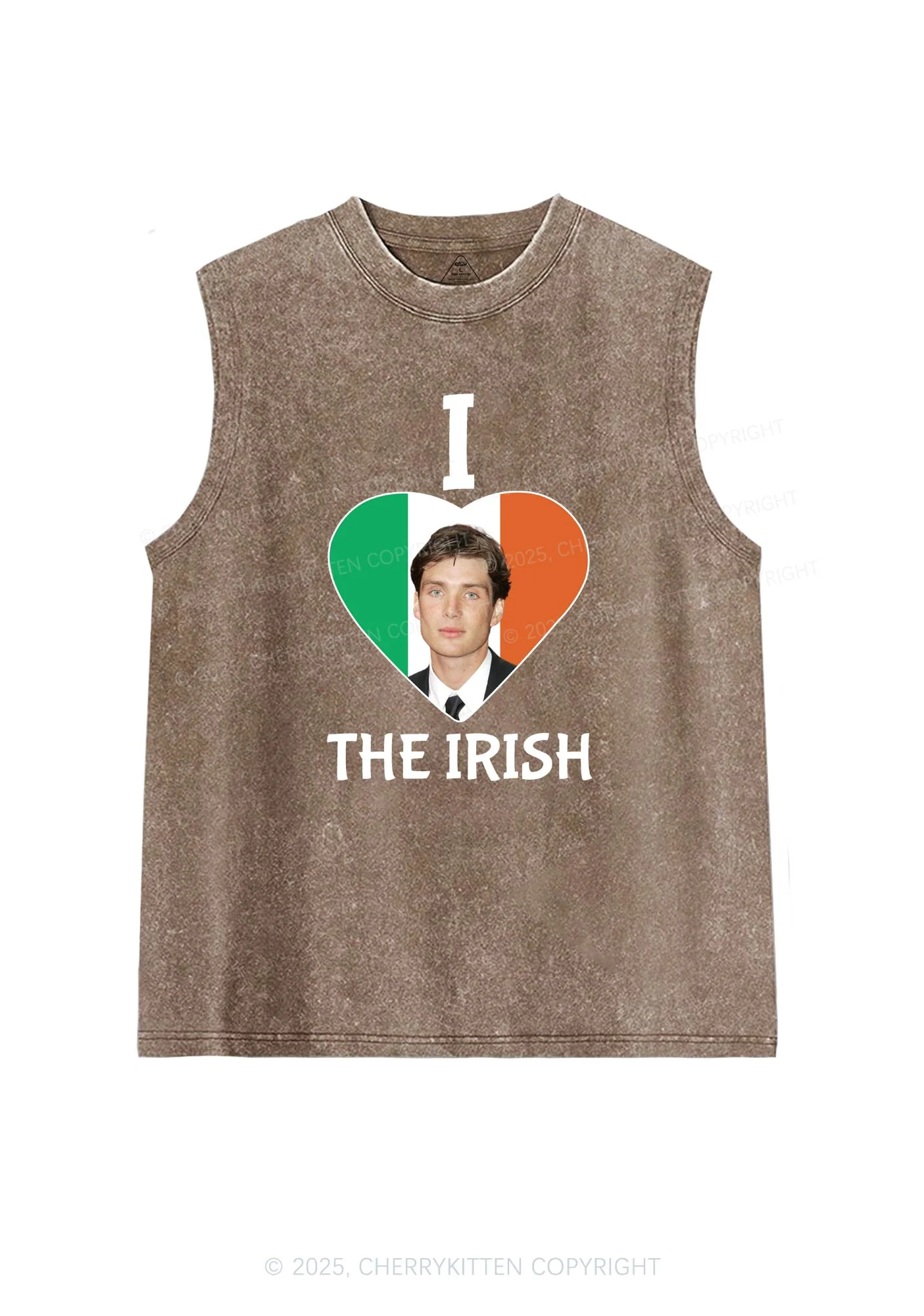 I Love The Irish Custom Photo St Patricks Y2K Washed Tank Cherrykitten - Image 5