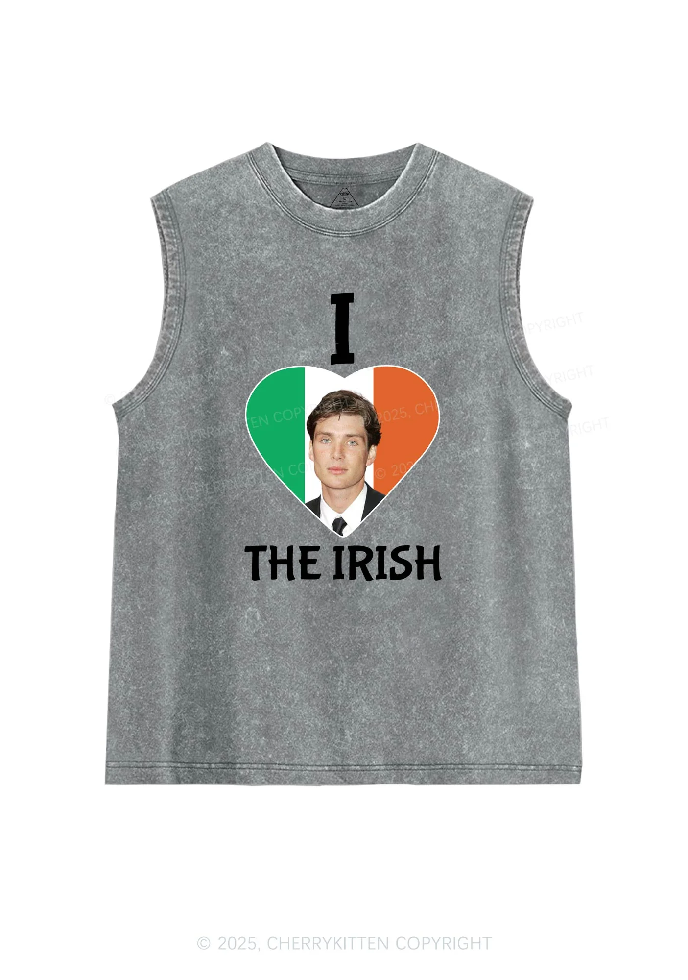I Love The Irish Custom Photo St Patricks Y2K Washed Tank Cherrykitten - Image 6