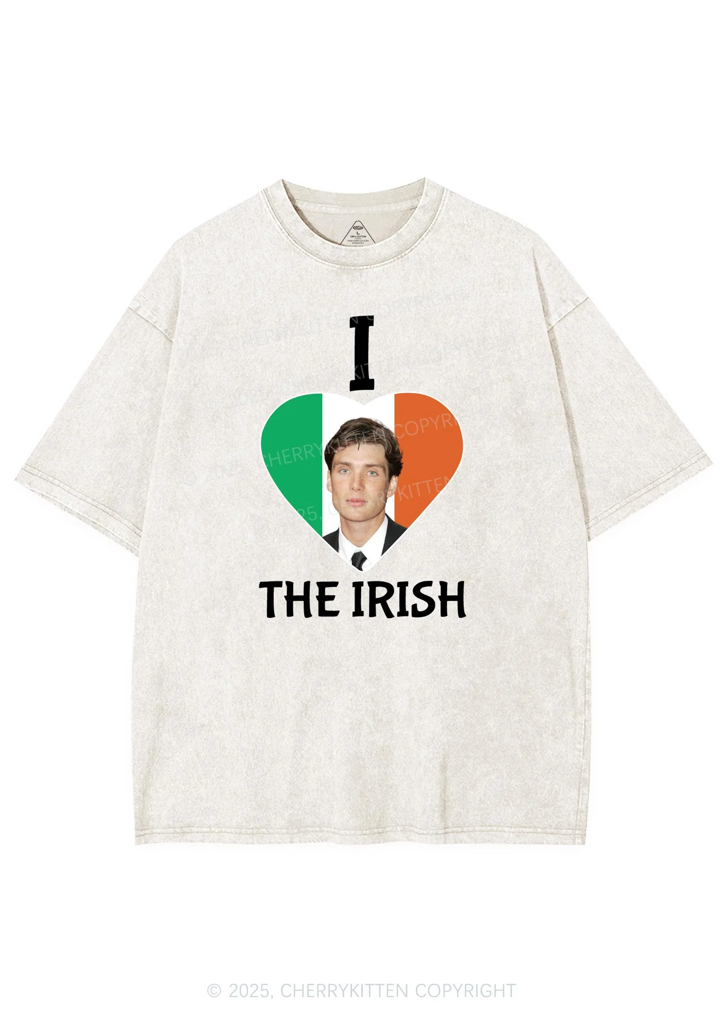 I Love The Irish Custom Photo St Patricks Y2K Washed Tee Cherrykitten - Image 5