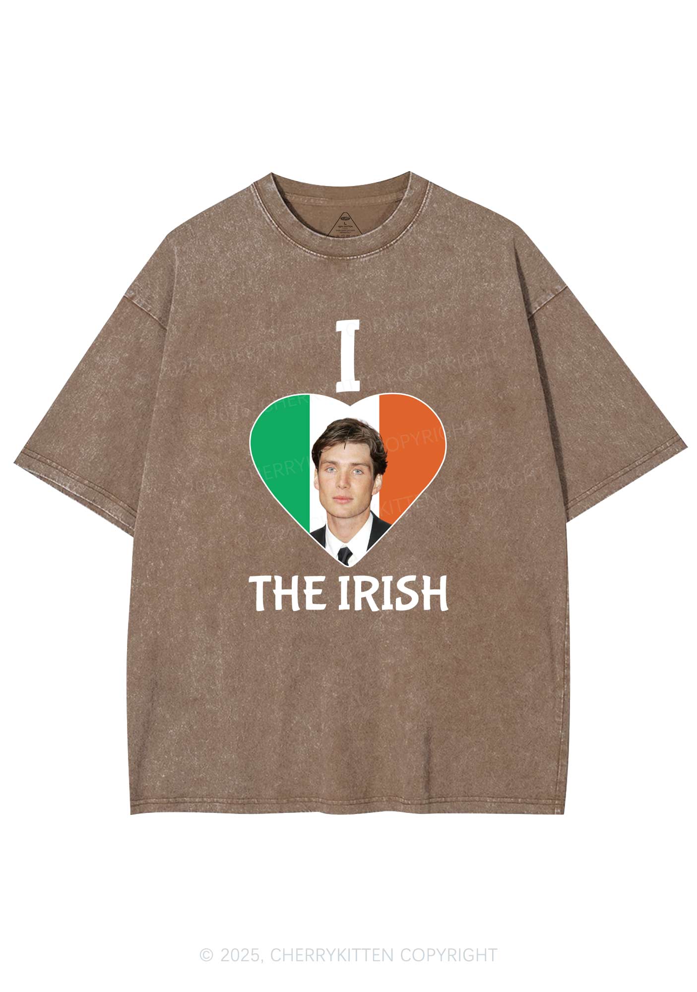 I Love The Irish Custom Photo St Patricks Y2K Washed Tee Cherrykitten - Image 7