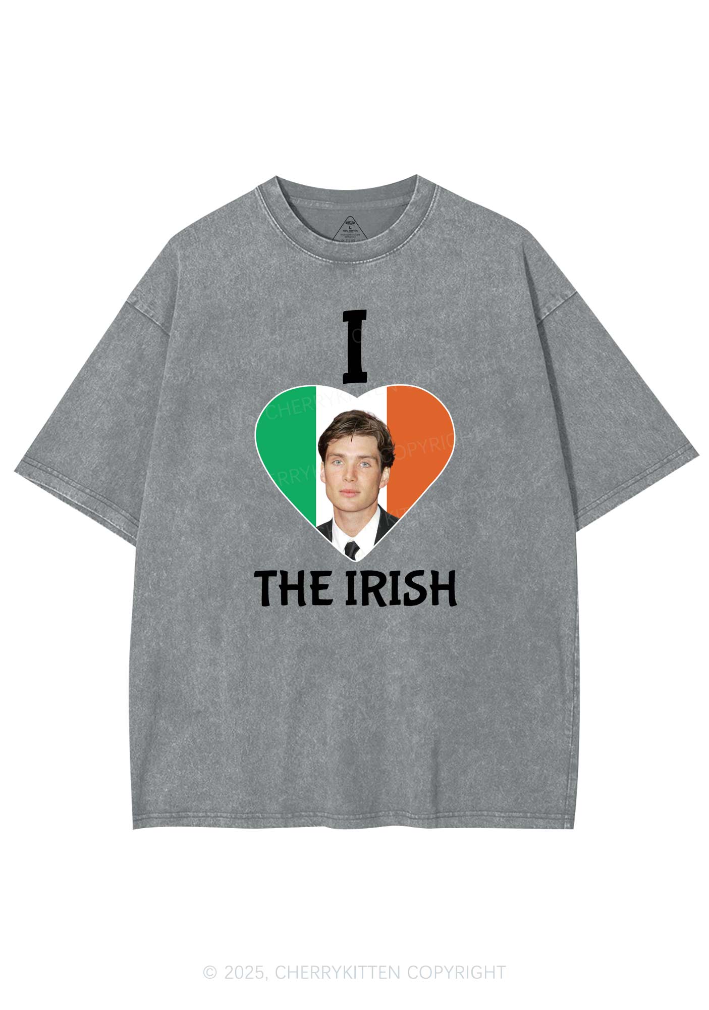 I Love The Irish Custom Photo St Patricks Y2K Washed Tee Cherrykitten - Image 8