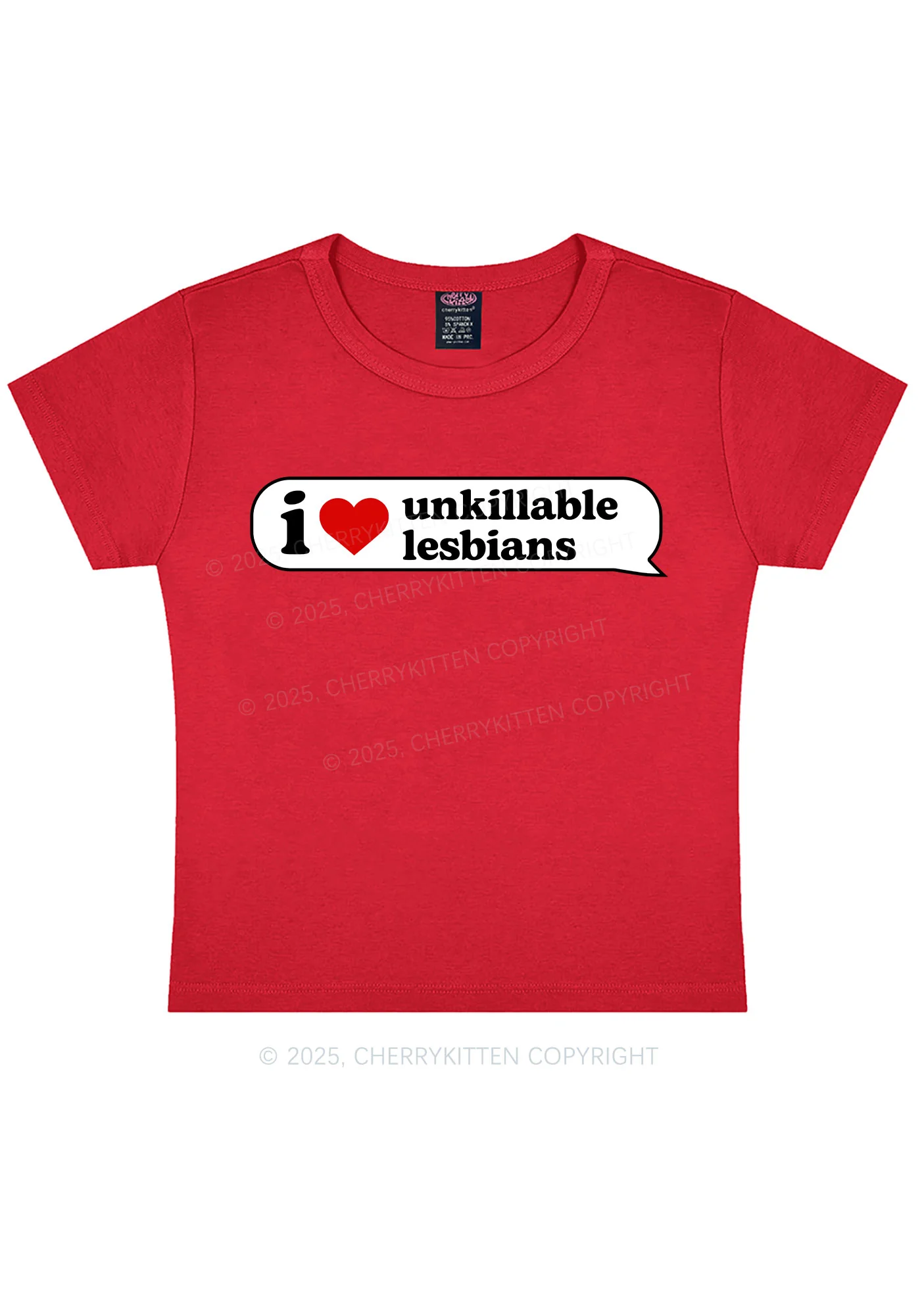 I Love Unkillable Lesbians Pride Y2K Baby Tee Cherrykitten - Image 12